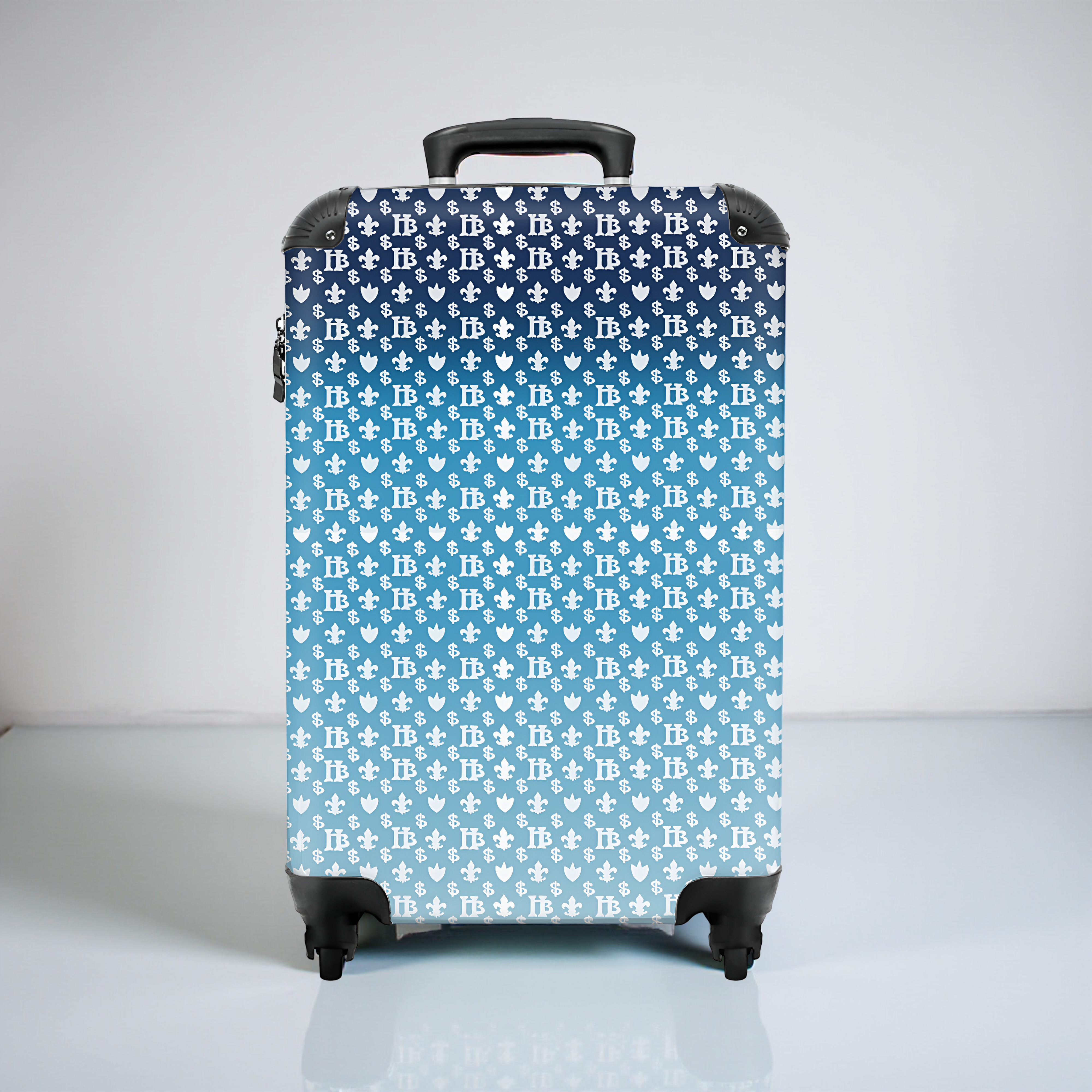 <tc>Blue Brucci motif suitcase hans breuker

</tc>