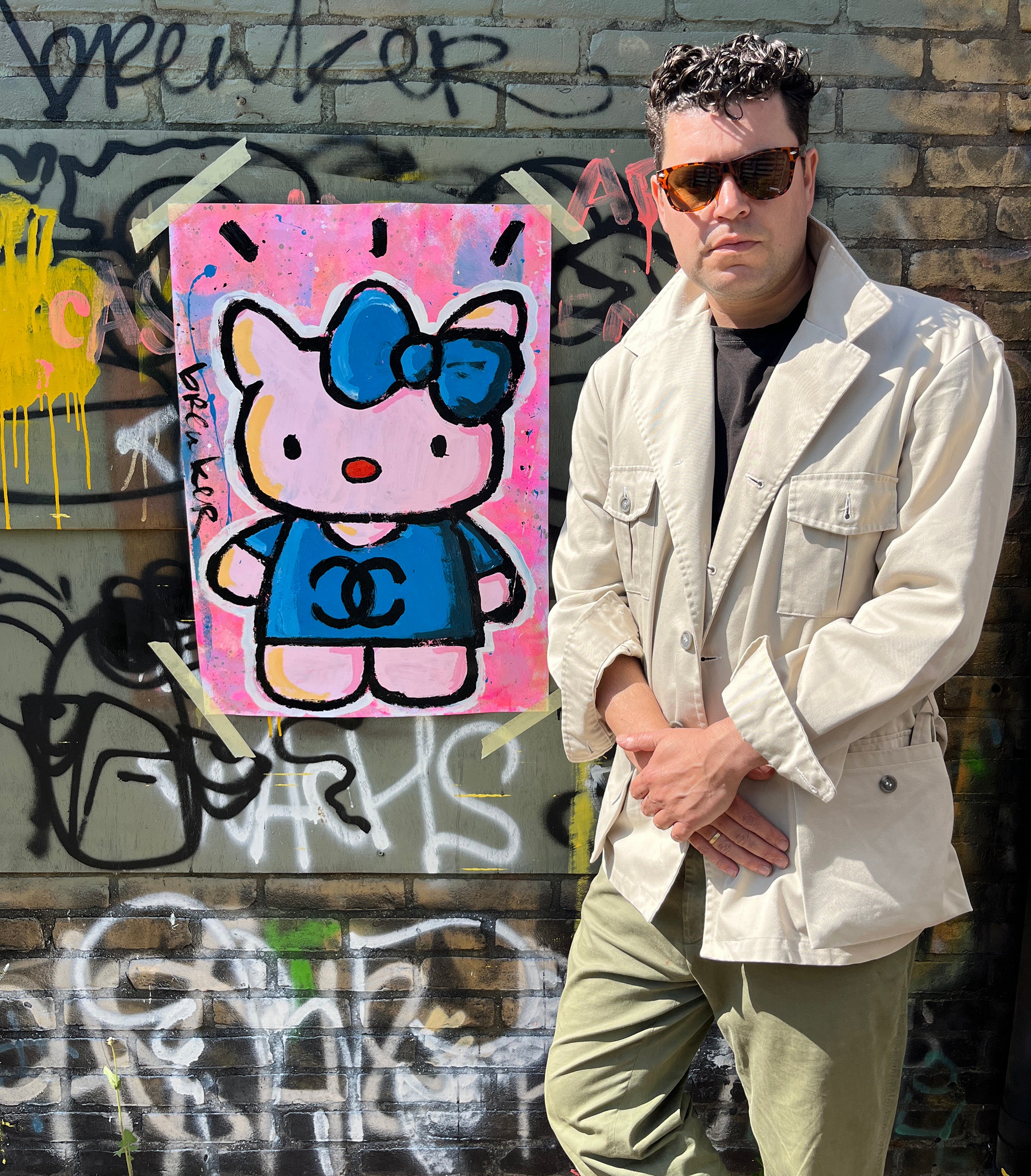 Chanel Hello Kitty. Acrylic on paper 50 x 70 cm