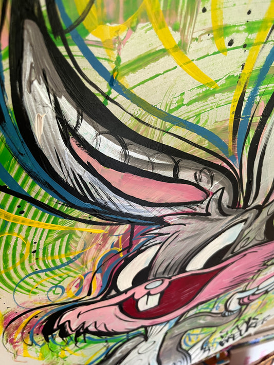 Cheers Bugs Bunny streetart 60 x 85 cm