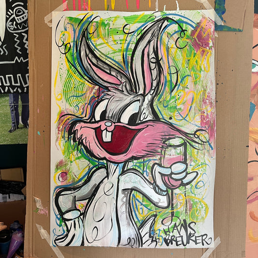 Cheers Bugs Bunny streetart 60 x 85 cm