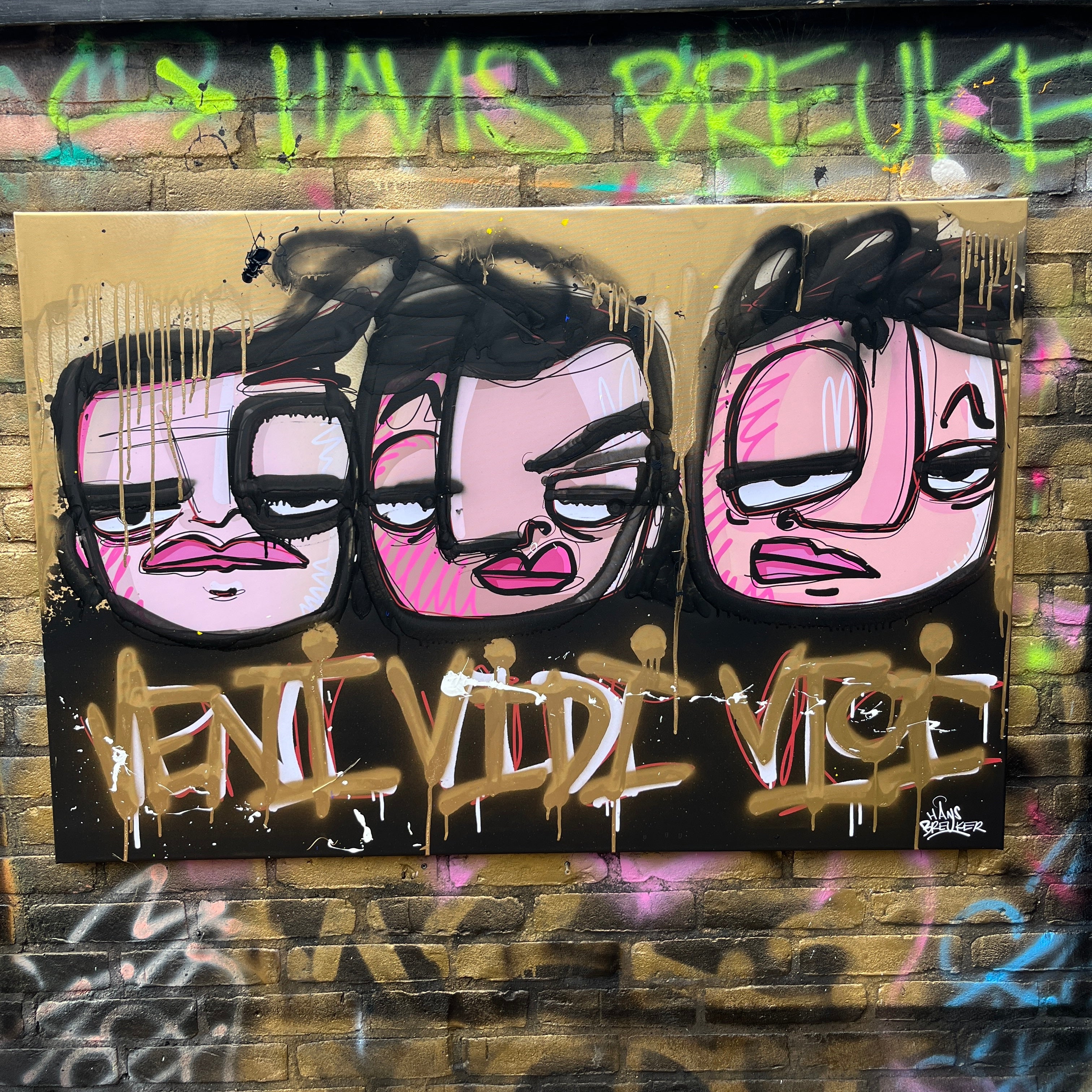 Veni vidi vici 120 x 80cm. Artprint met spuitbus en verf