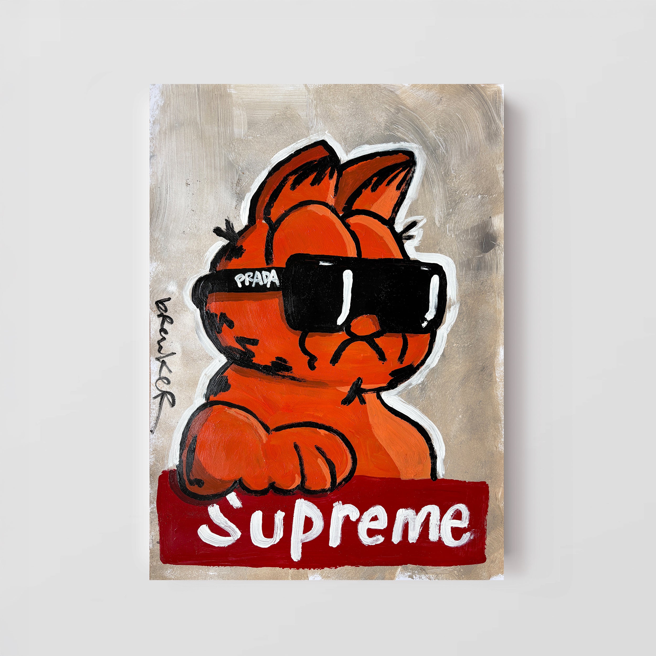 Garfield supreme superstar. Acrylic on paper 50 x 70 cm.
