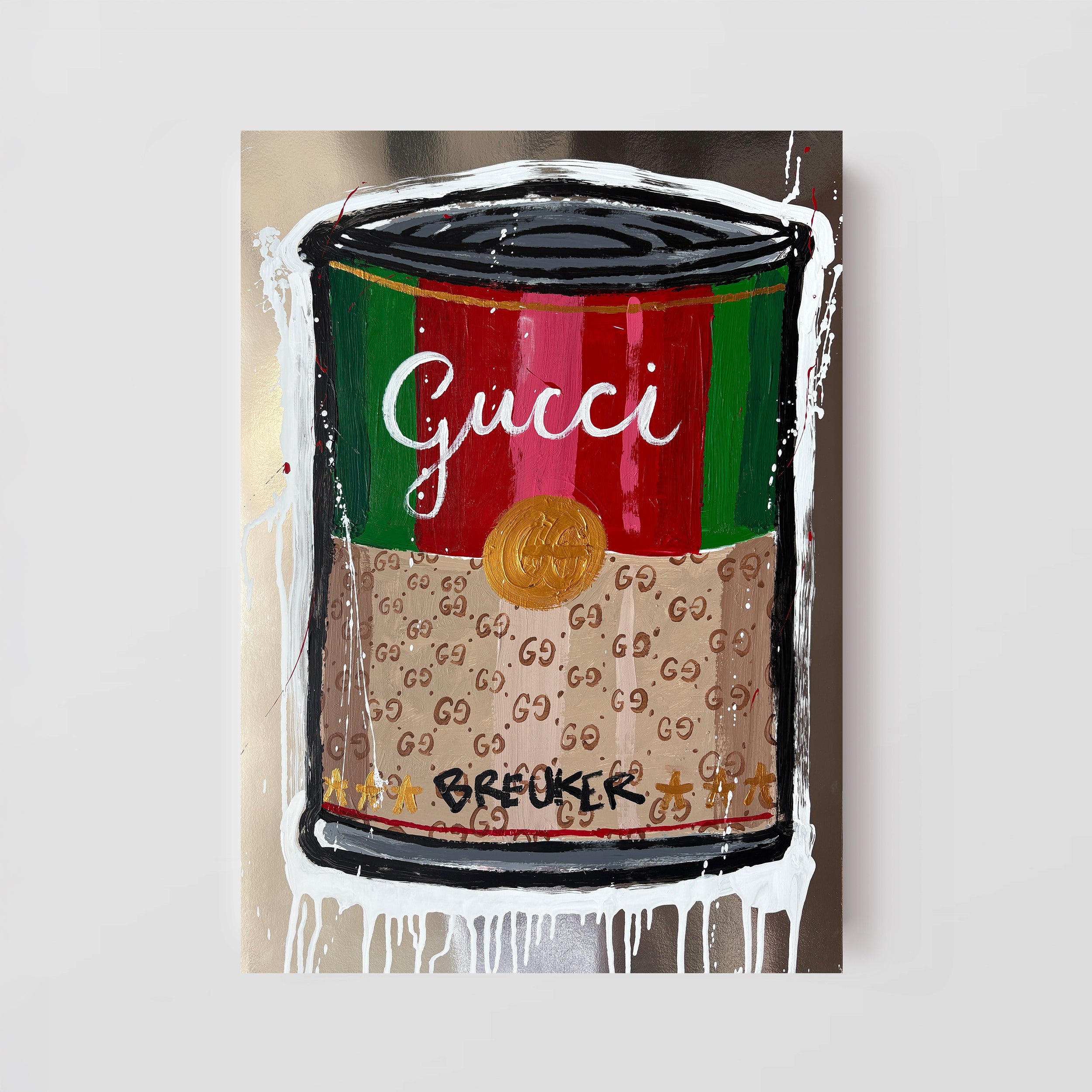 Gucci Campbell soup. Acrylic on paper 50 x 70 cm.
