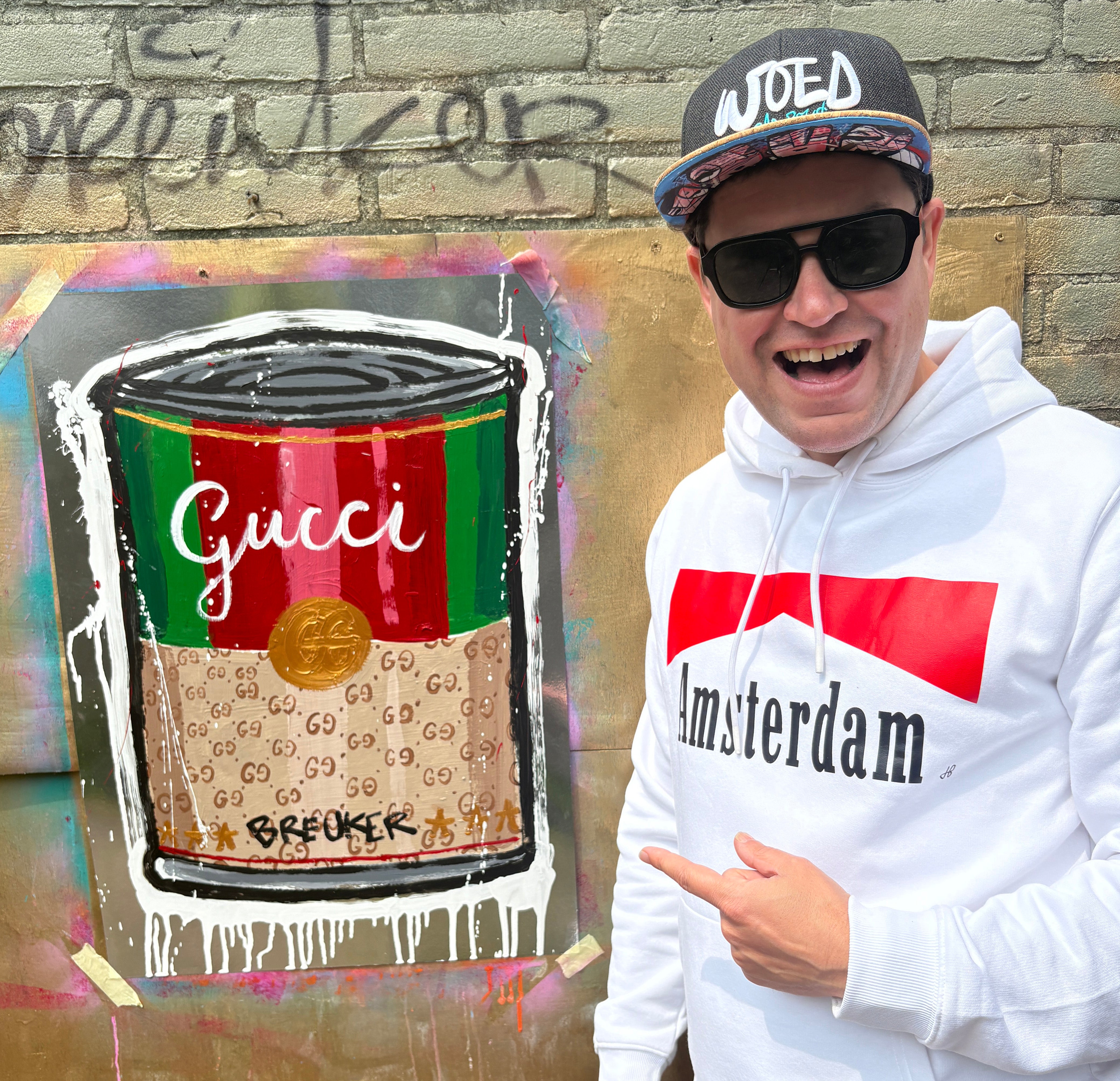 Gucci Campbell soup. Acrylic on paper 50 x 70 cm.