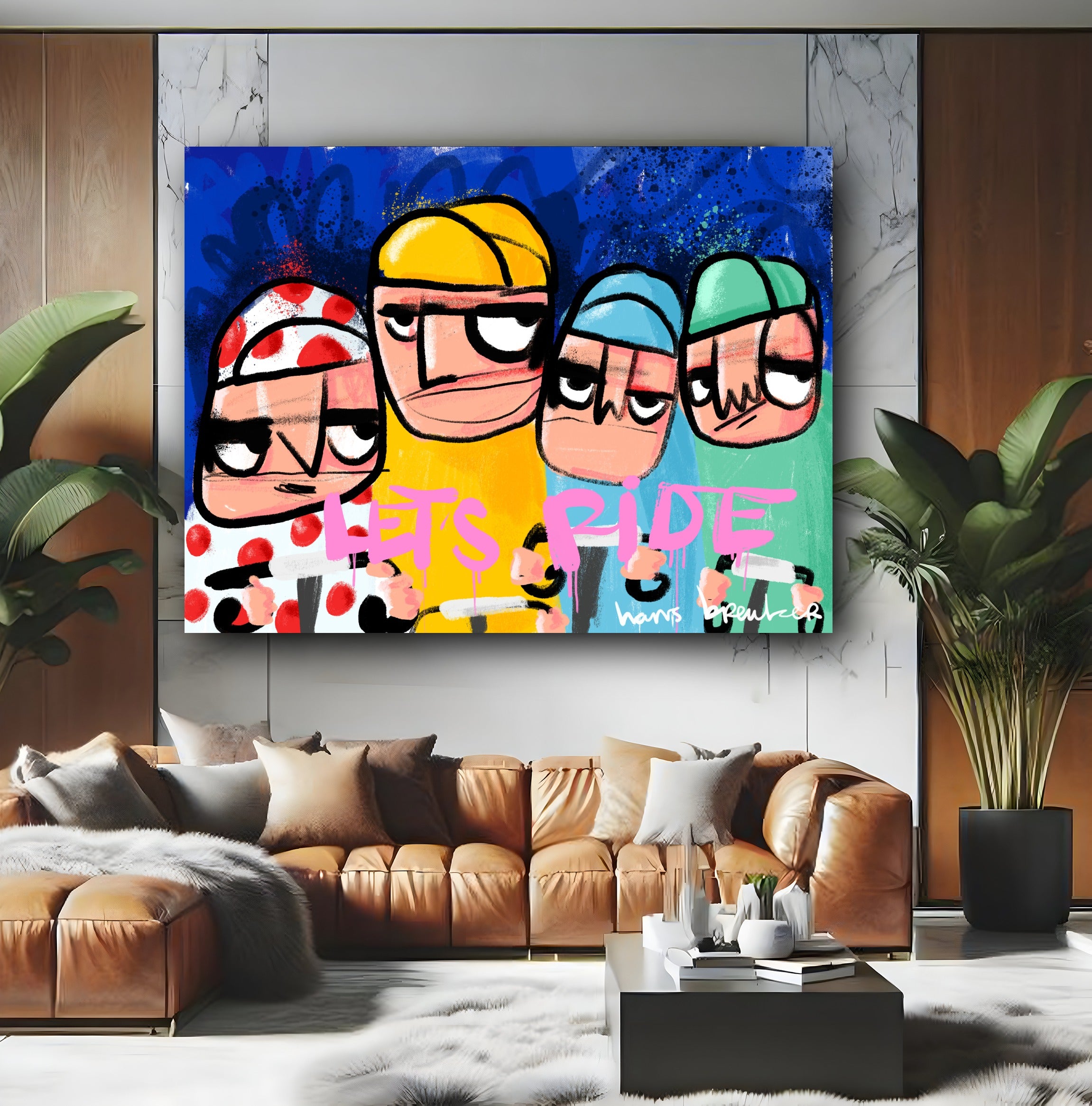 Lets ride wielrenner kunst