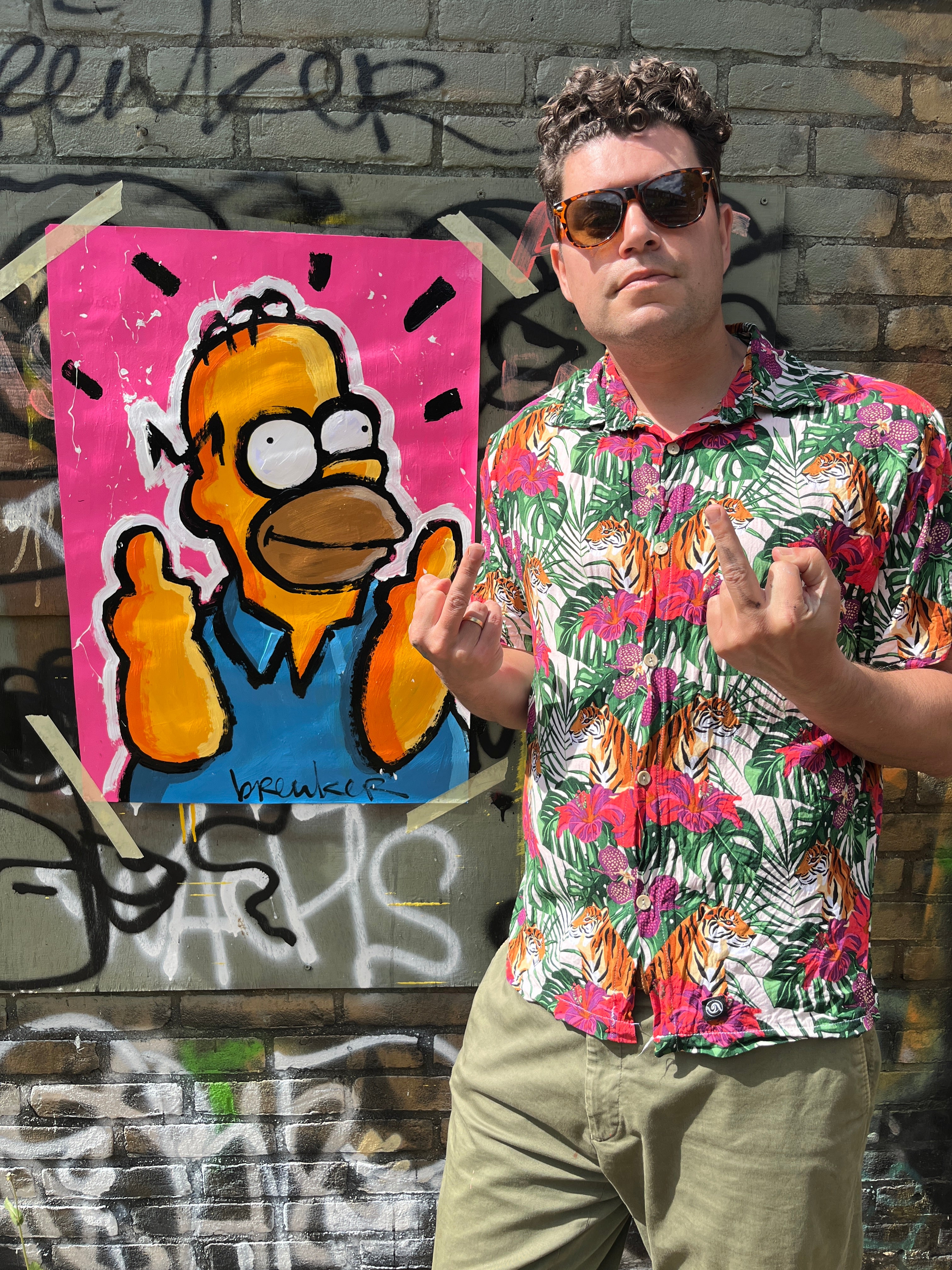 Homer f#ck off. Acrylic on paper 50 x 70 cm