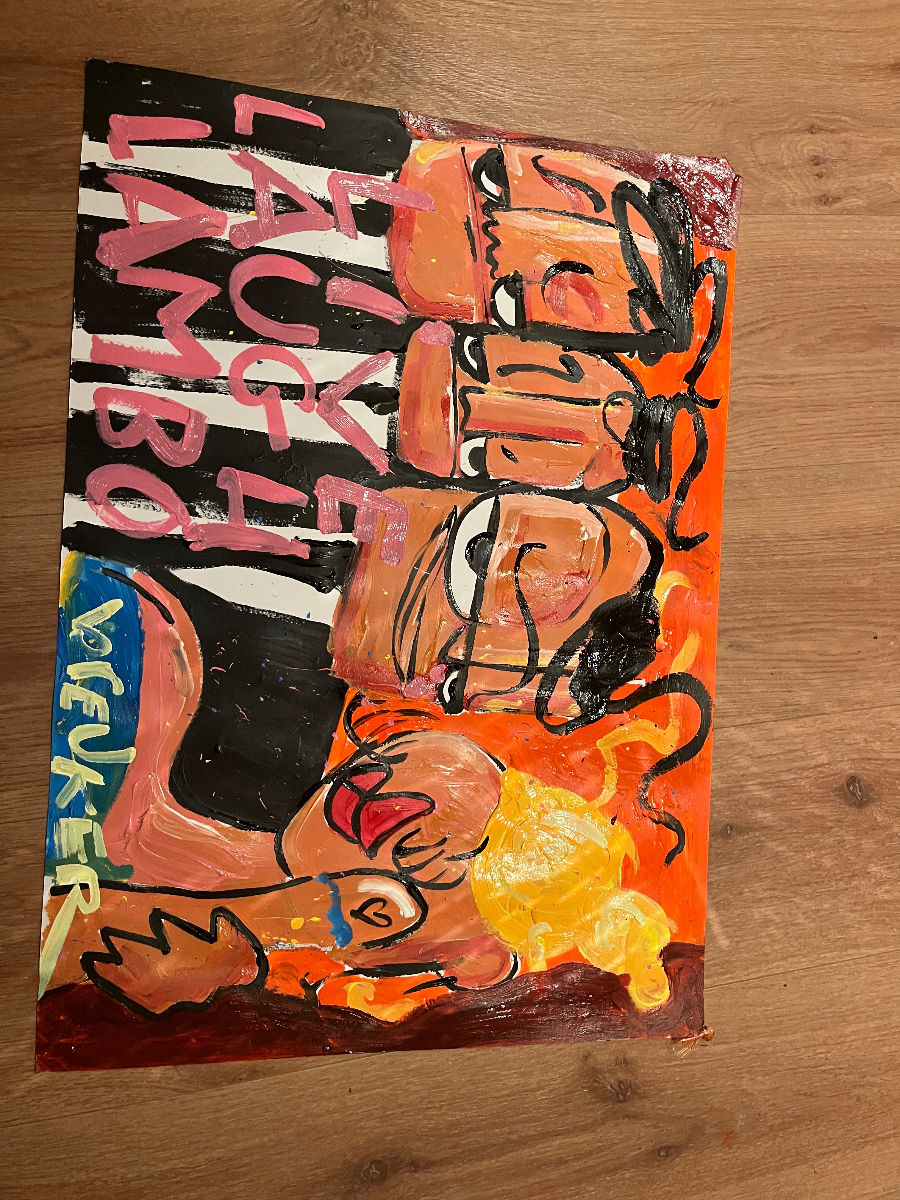 Schilderij 50 x 70 cm live laugh lambo