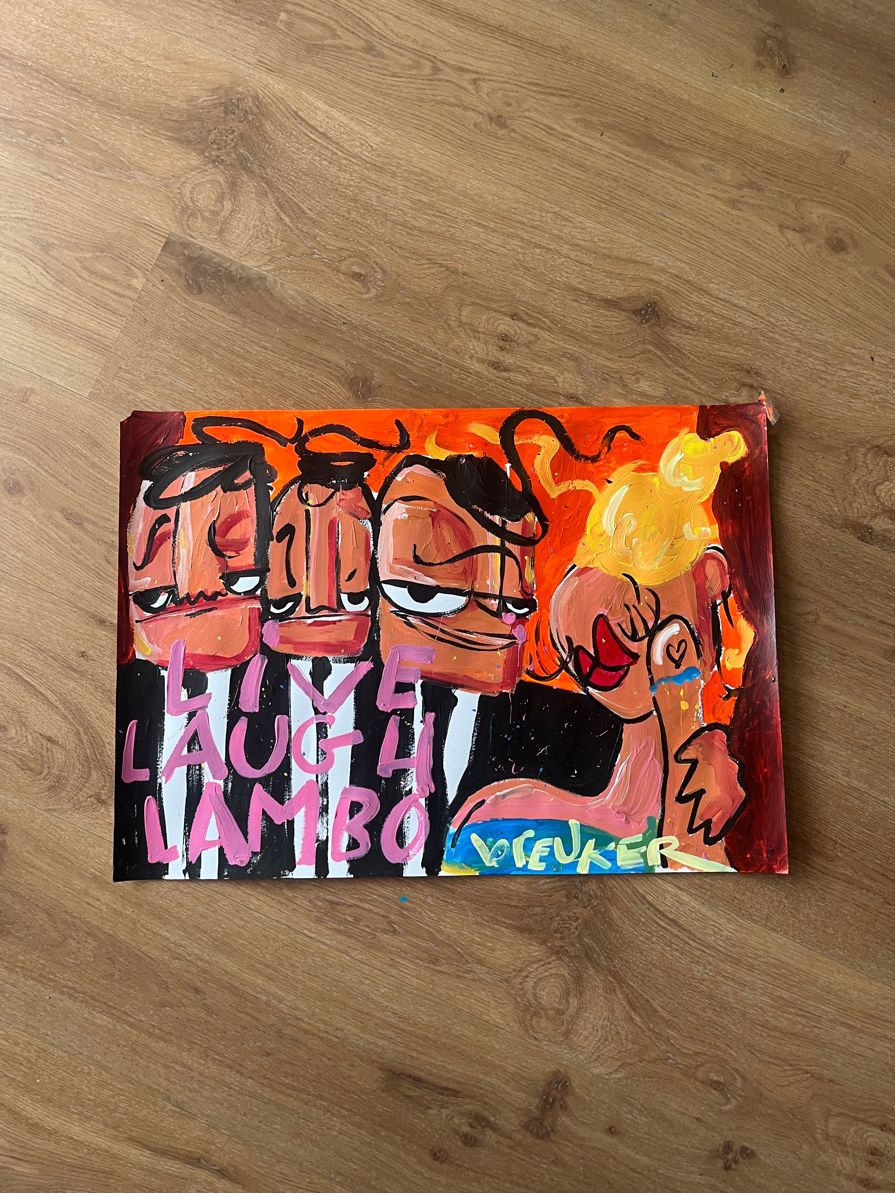 Schilderij 50 x 70 cm live laugh lambo