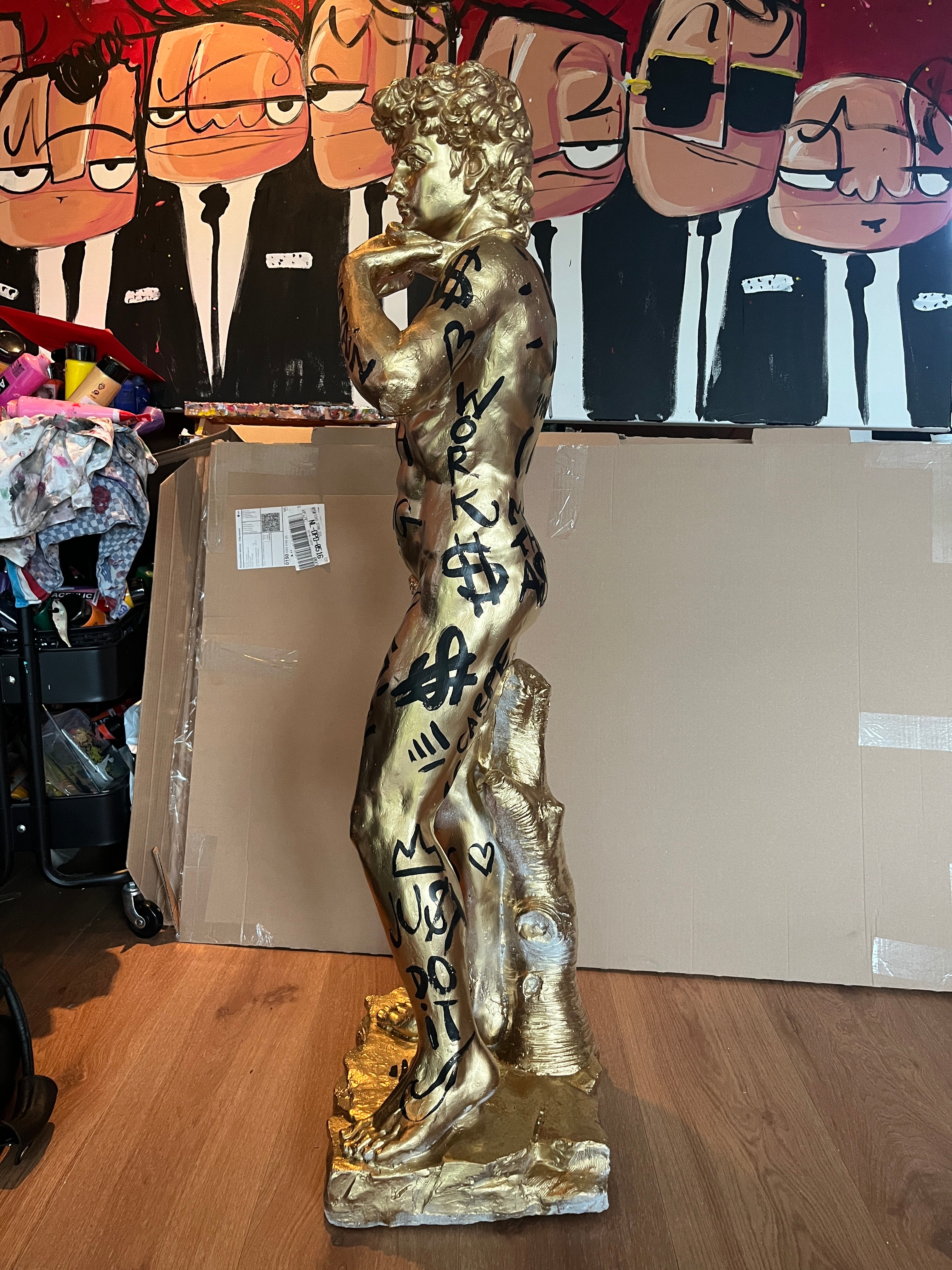 David. Goud beeld. 115 cm hoog