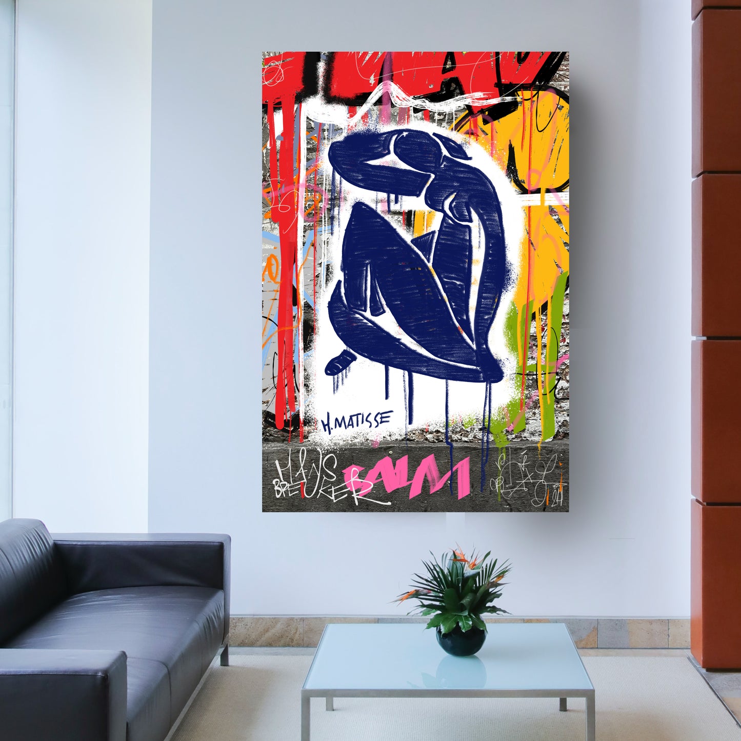 Henri Matisse. Blauw streetart vrouw. Blue act 4. Print. Blauw naakt 1. Popart