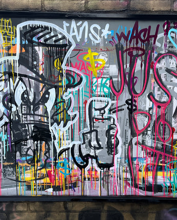 New York graffiti 140 x 100 in lijst