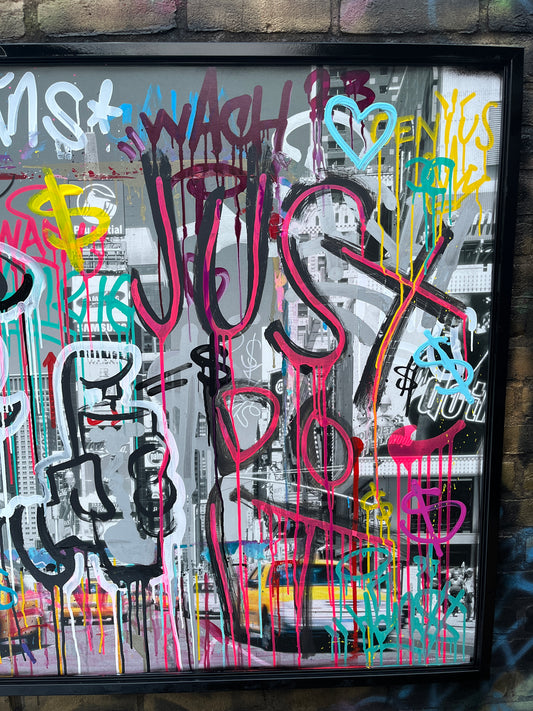New York graffiti 140 x 100 in lijst