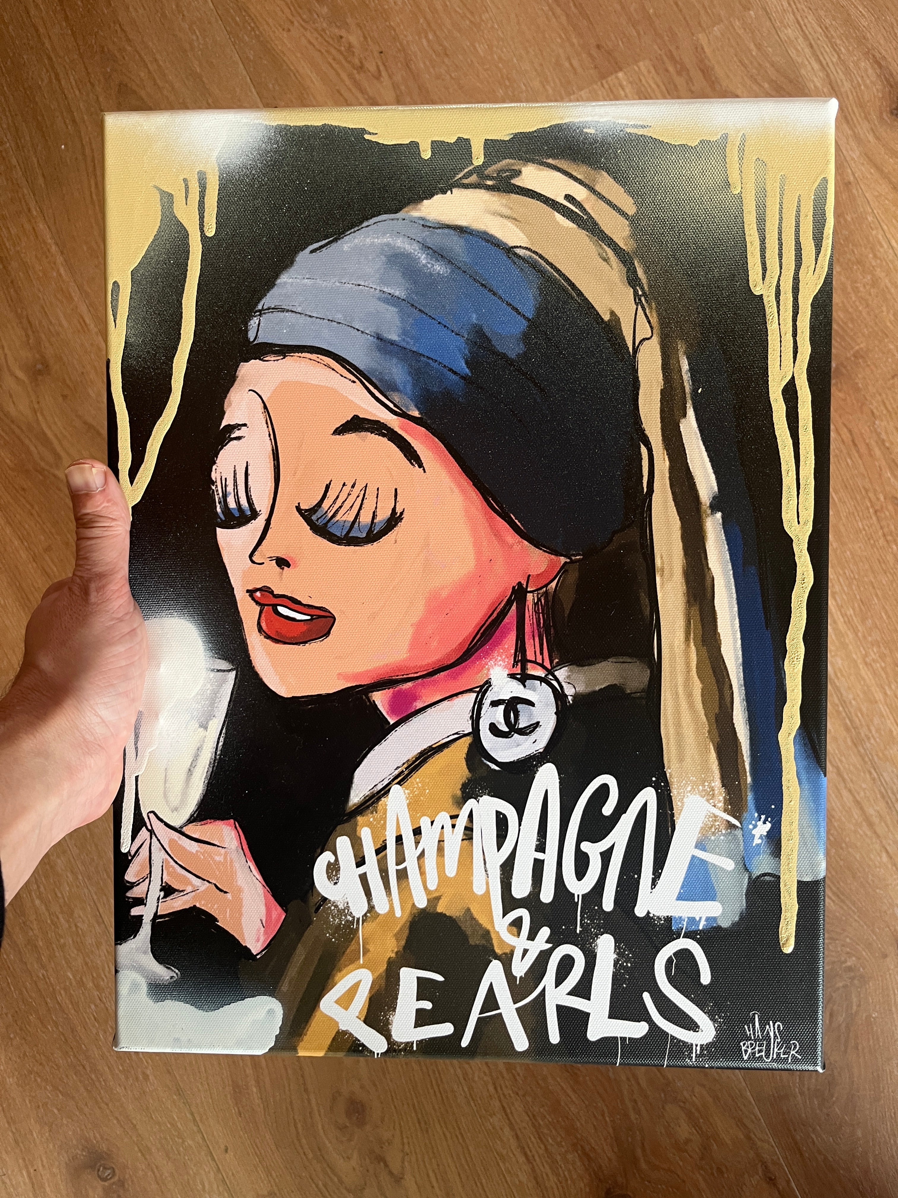 Pearlgirl verf op print 30 x 40 cm