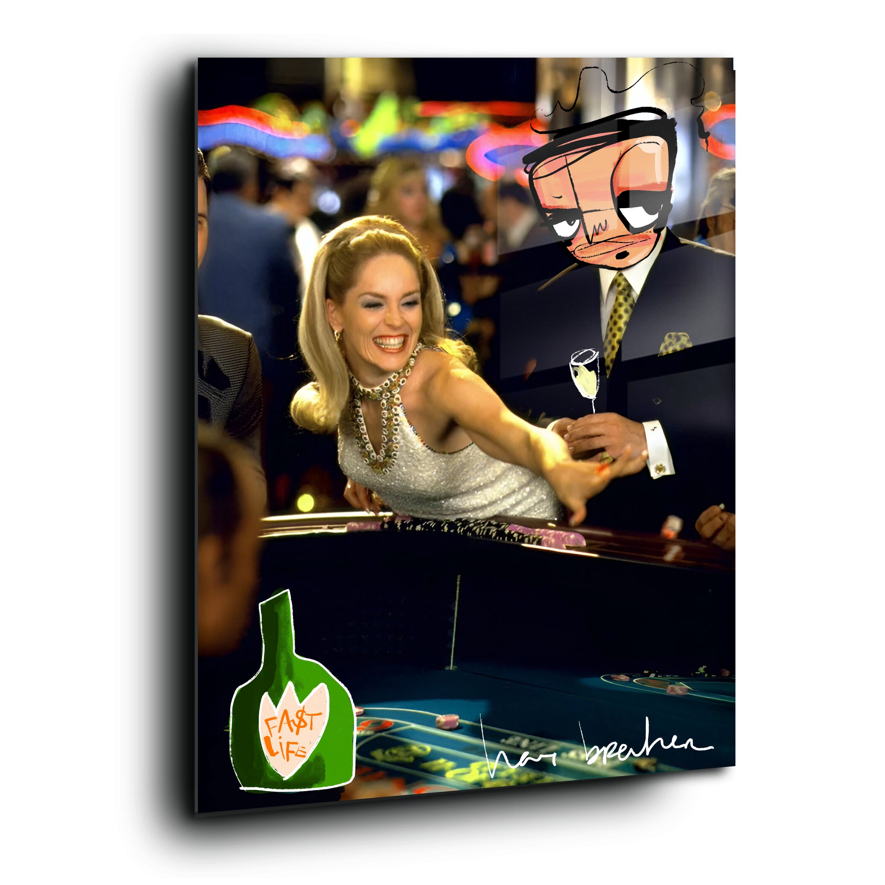 Sharon Living the Fast Life, uniek artwork 60 x 80 cm plexiglas. (20 x 30 inch)