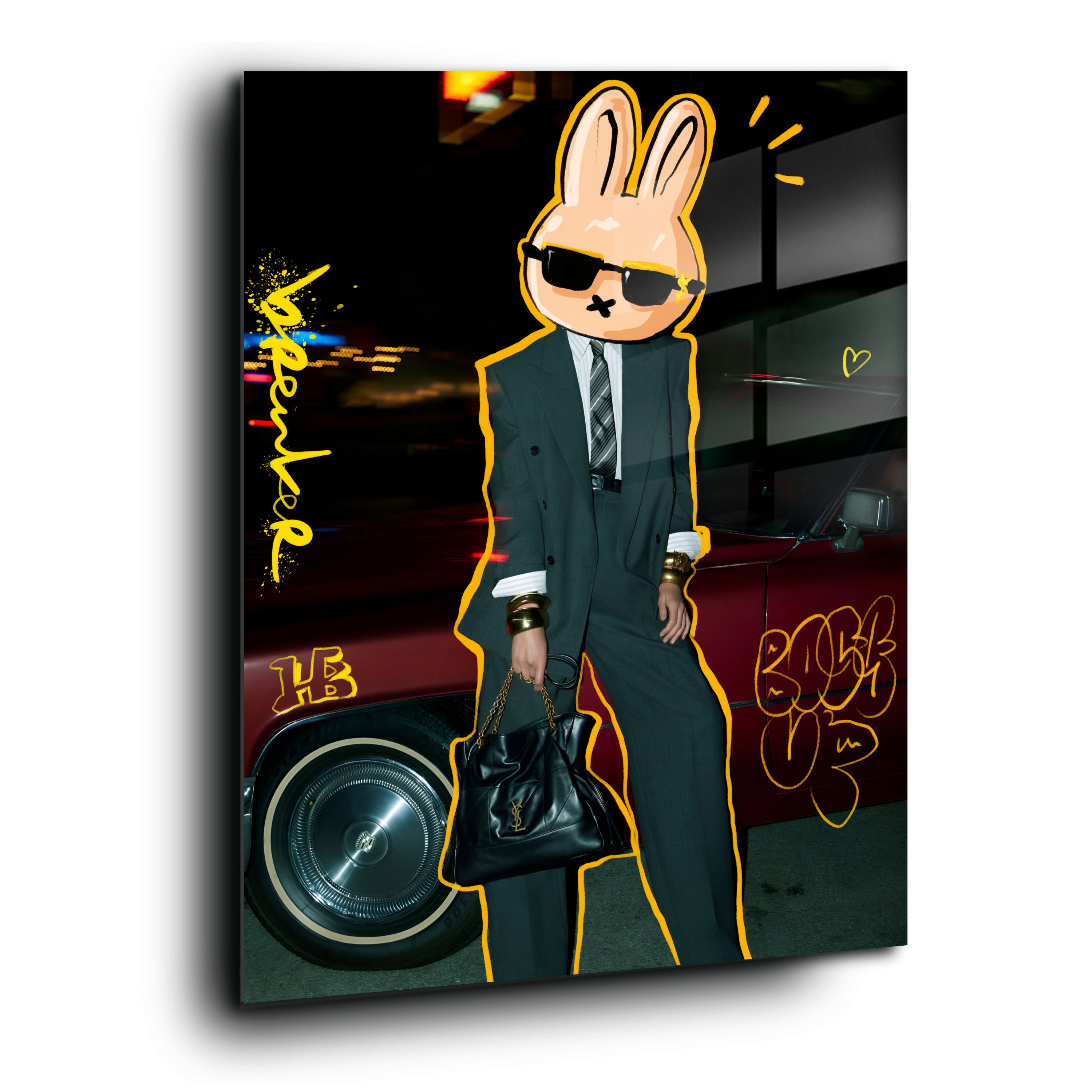 Nijntje Boss up. Pop art Yves Saint Laurent 60 x 80 cm plexiglas