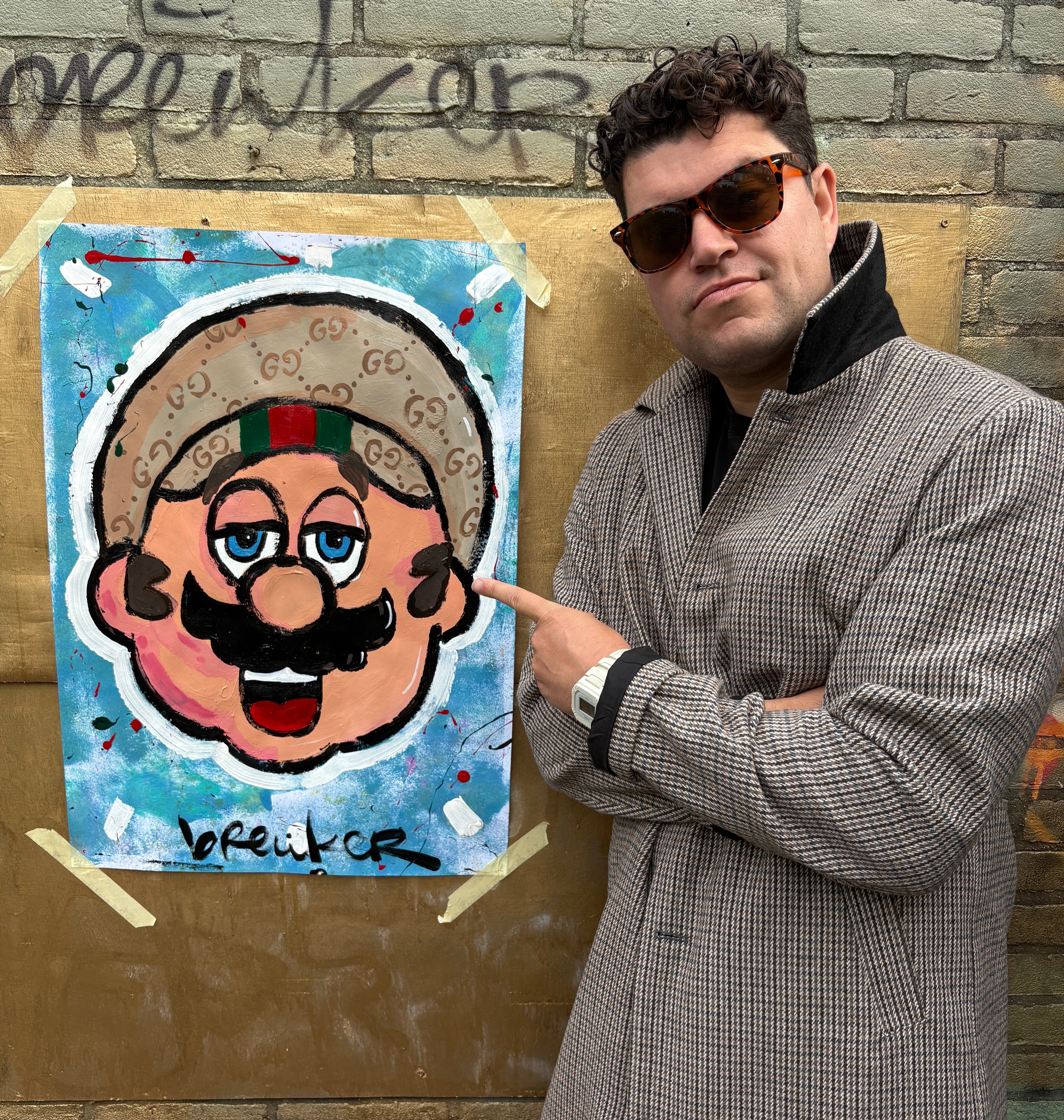 Mario Gucci Hat. Acrylic on paper 50 x 70 cm