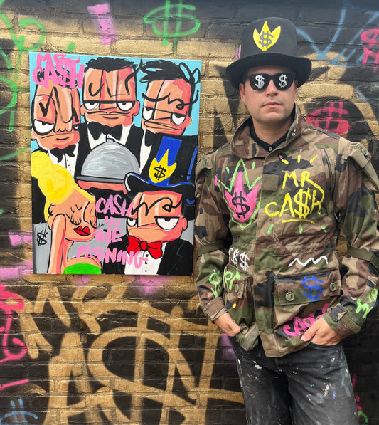 Mr. Ca$h in the morning. Breakfa$t 60 x 80 cm.