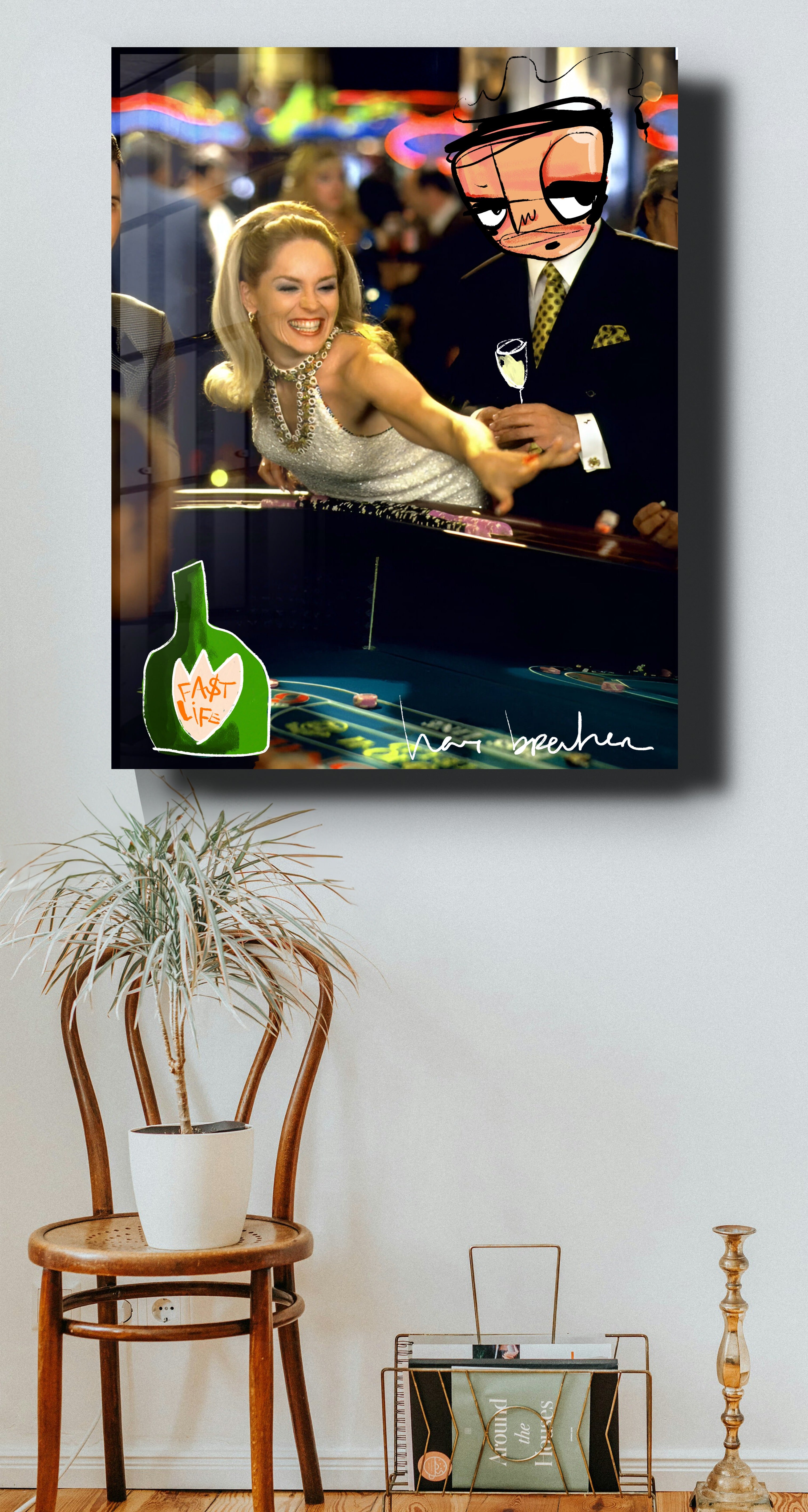 Sharon Living the Fast Life, uniek artwork 60 x 80 cm plexiglas. (20 x 30 inch)