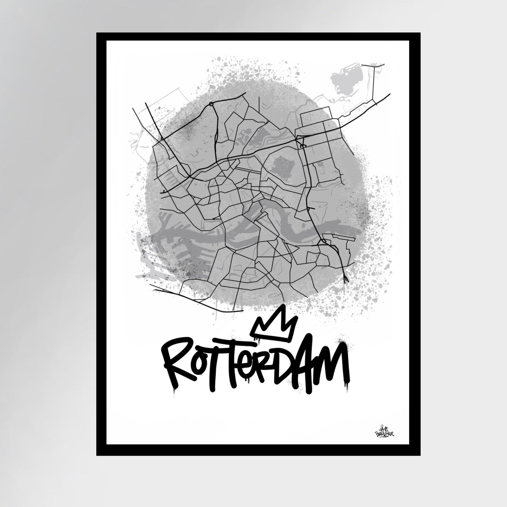 Stadtplanplakat im Rotterdamer Street-Art-Stil