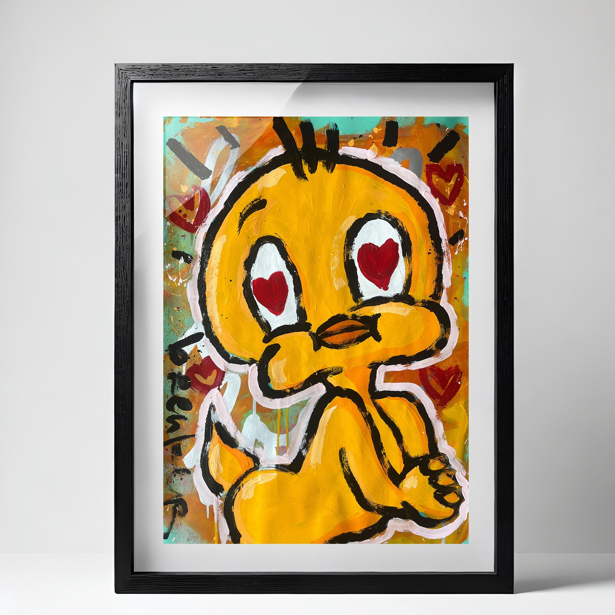 Tweety love. Acrylic on paper 50 x 70 cm