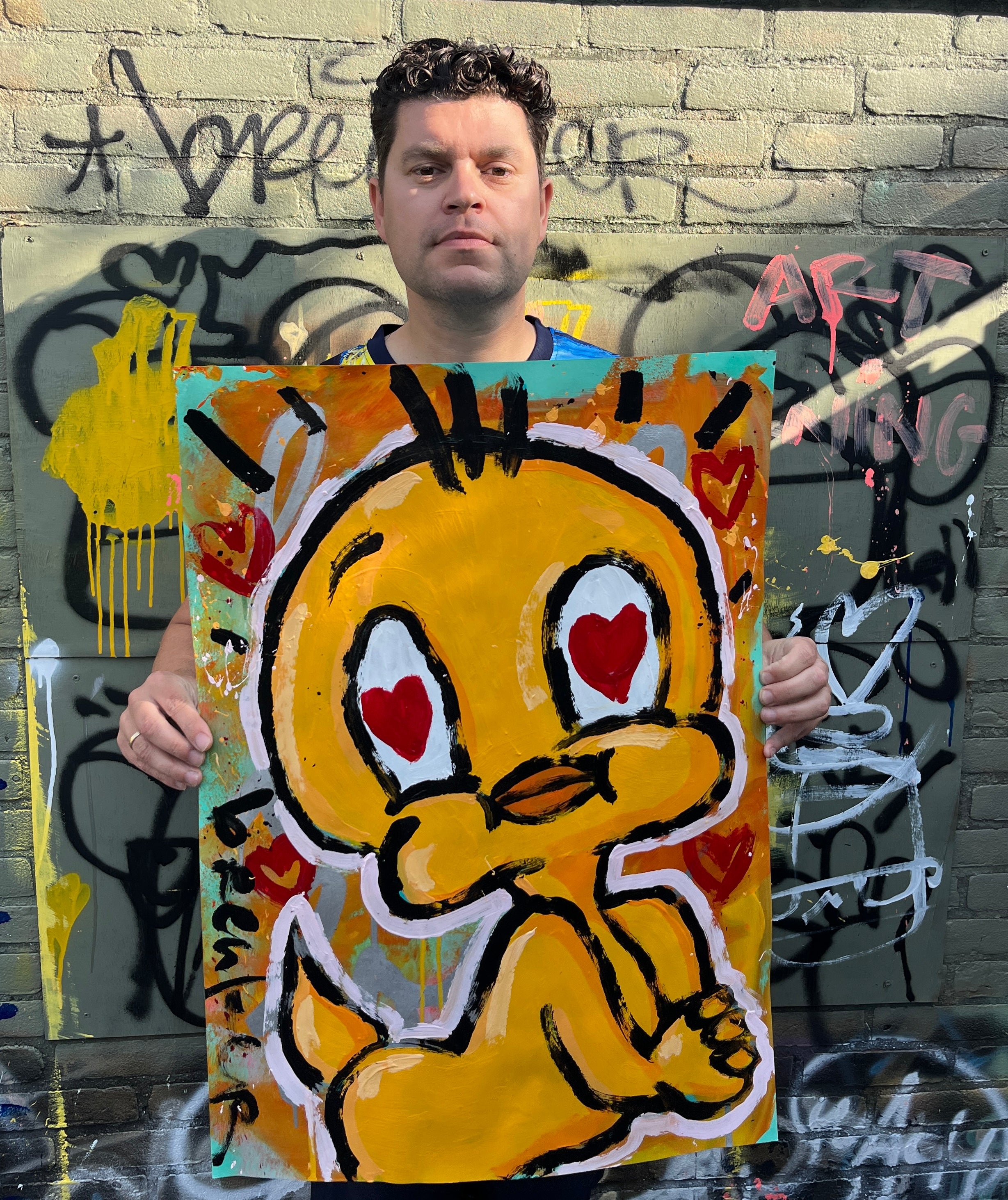Tweety love. Acrylic on paper 50 x 70 cm