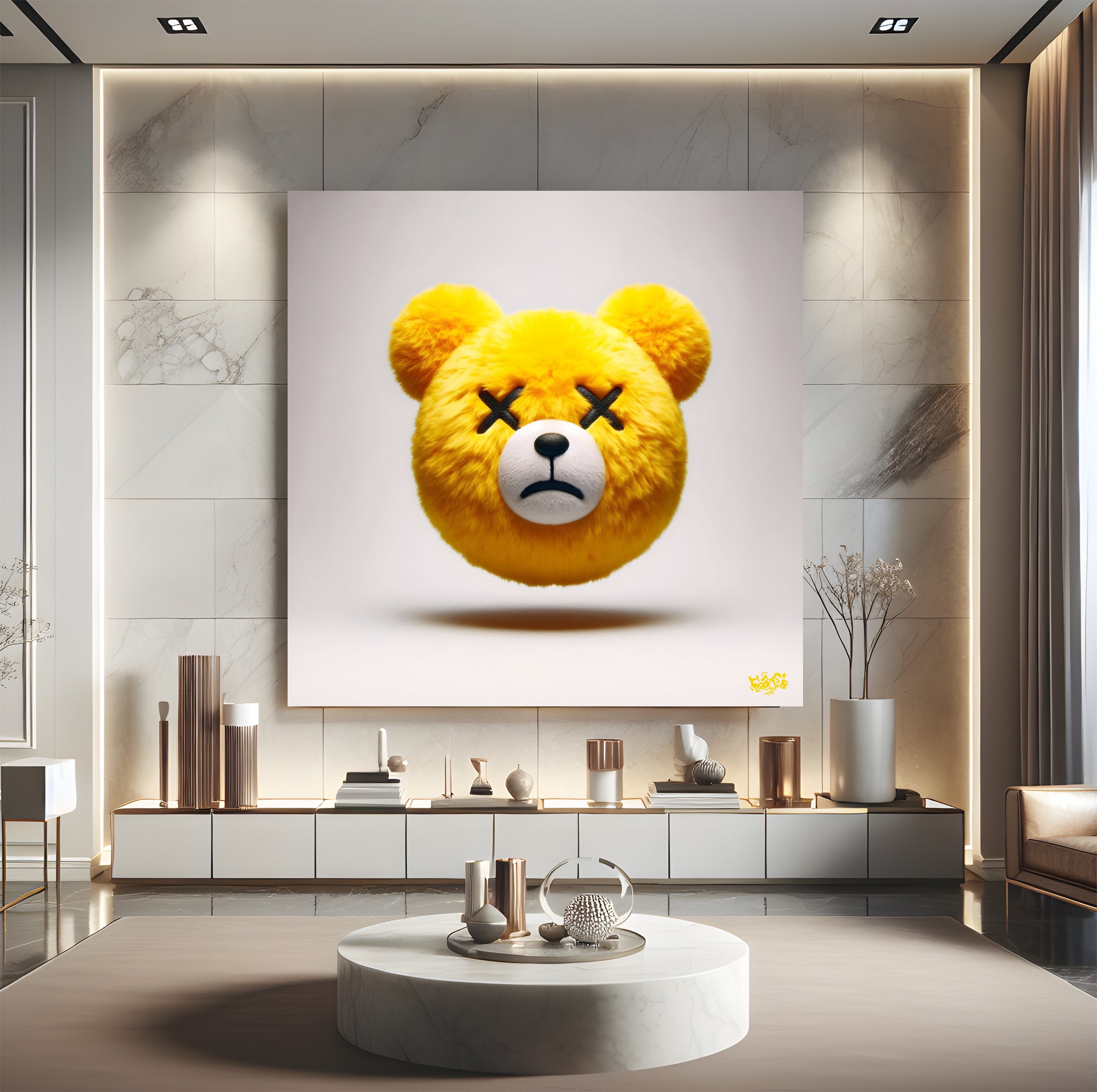 Yellow fluf. Bored bear clean
