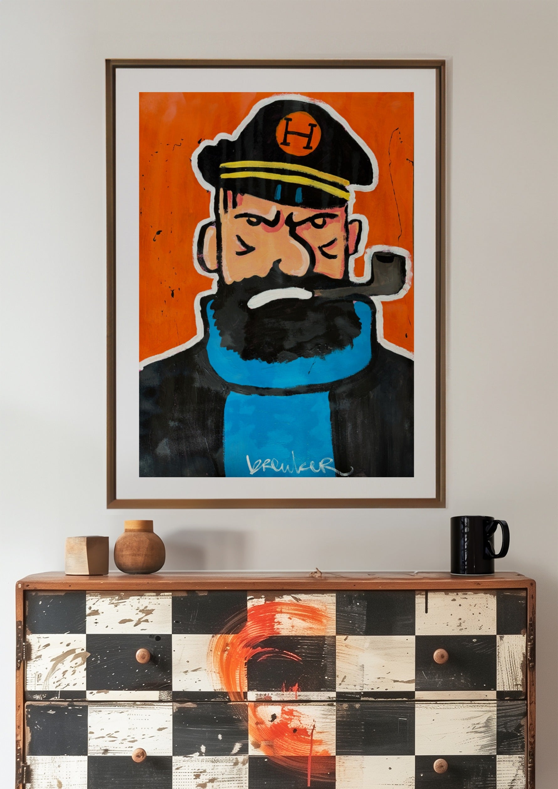 Haddock Hermes, uniek schilderij 50 x 70 cm