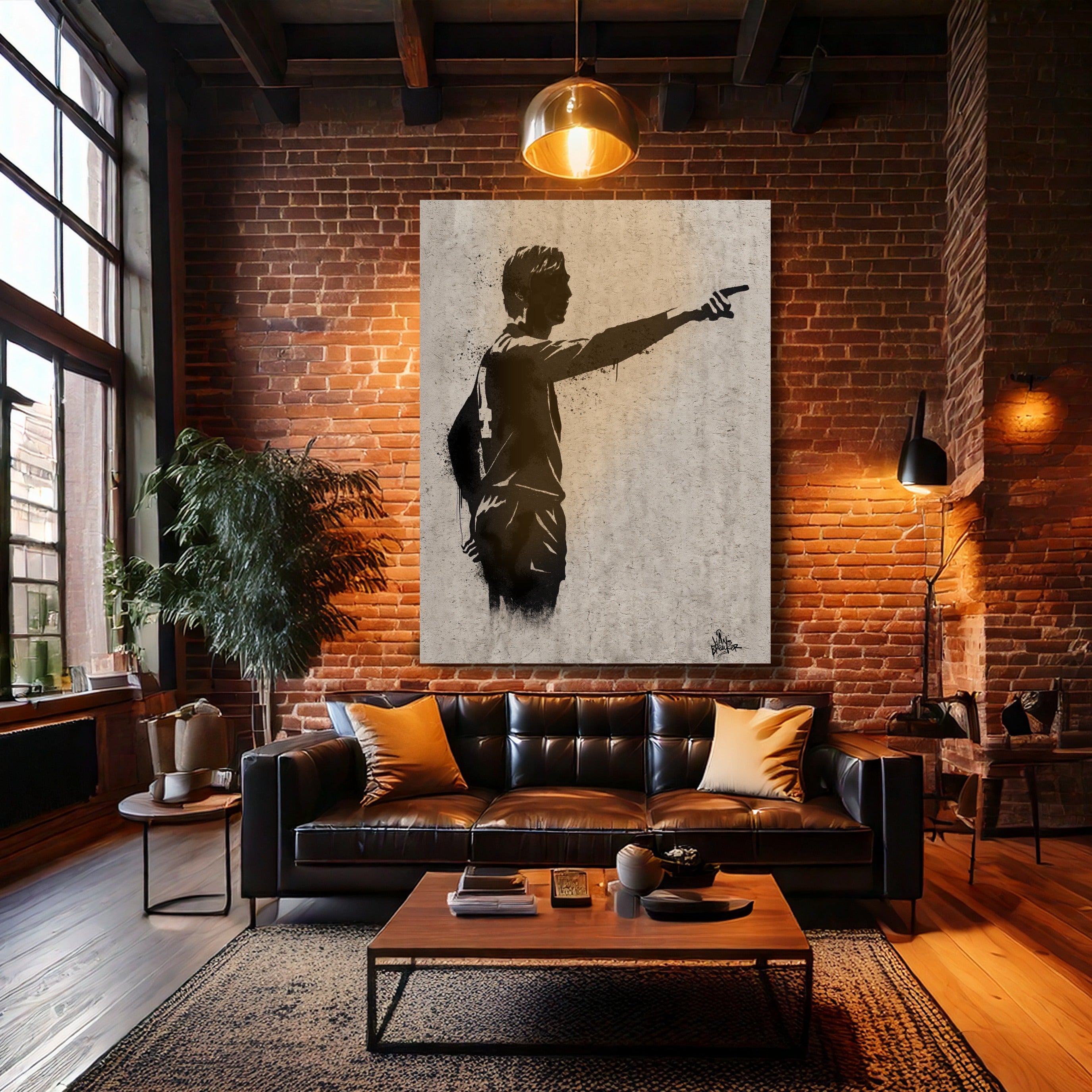 El Salvador voetbal kunst in een industrieel woonkamerinterieur