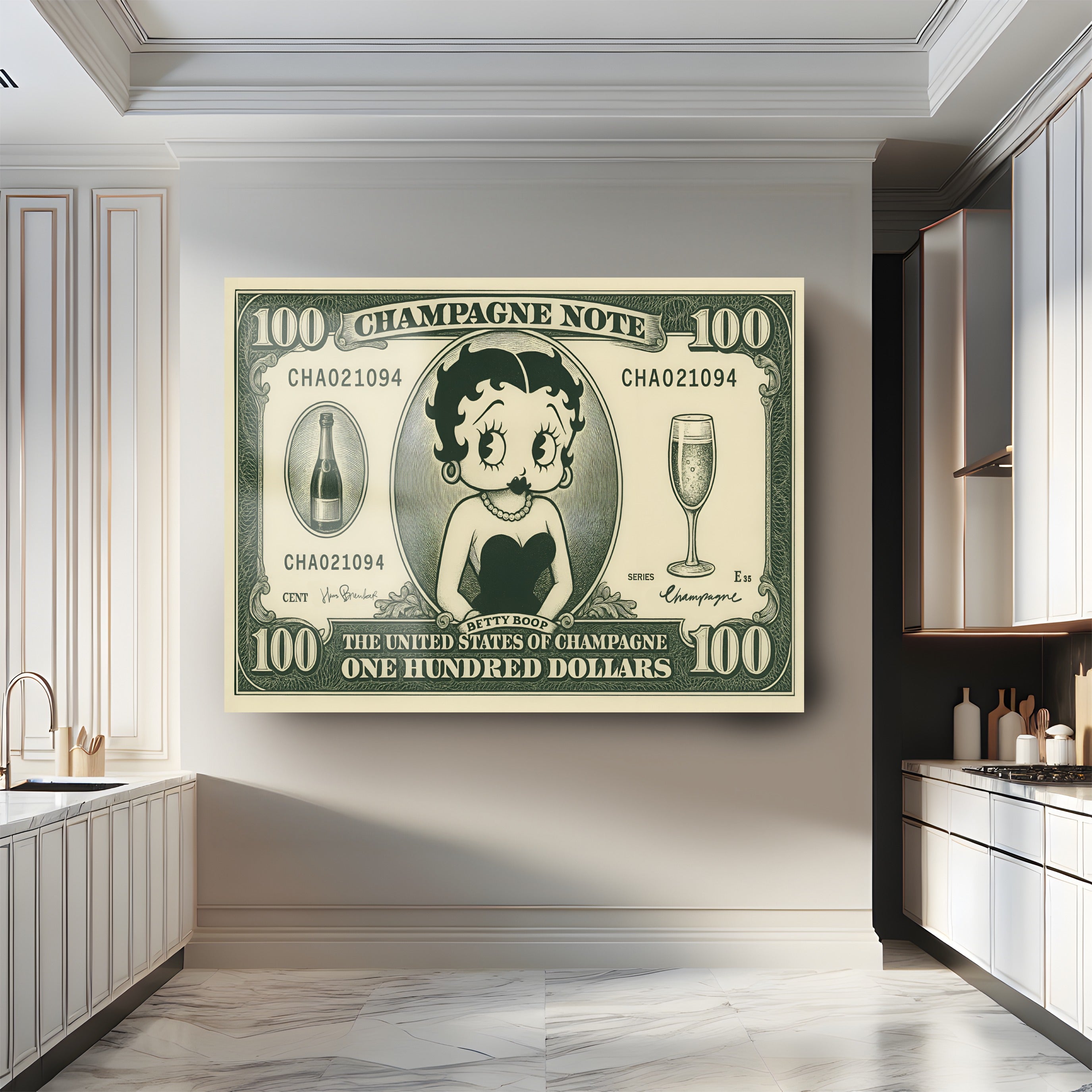 Betty Boop 100 dollars. United states of Champagne.