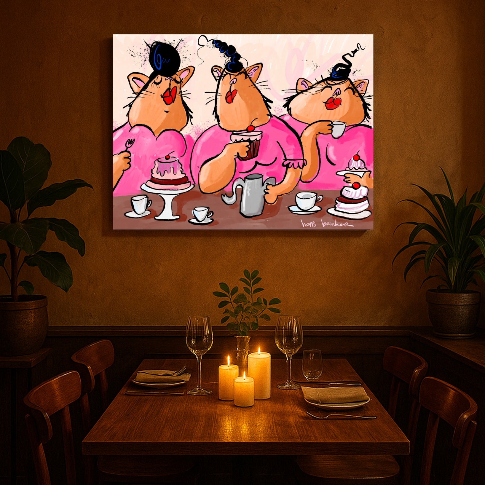 High tea coffee and cake cats