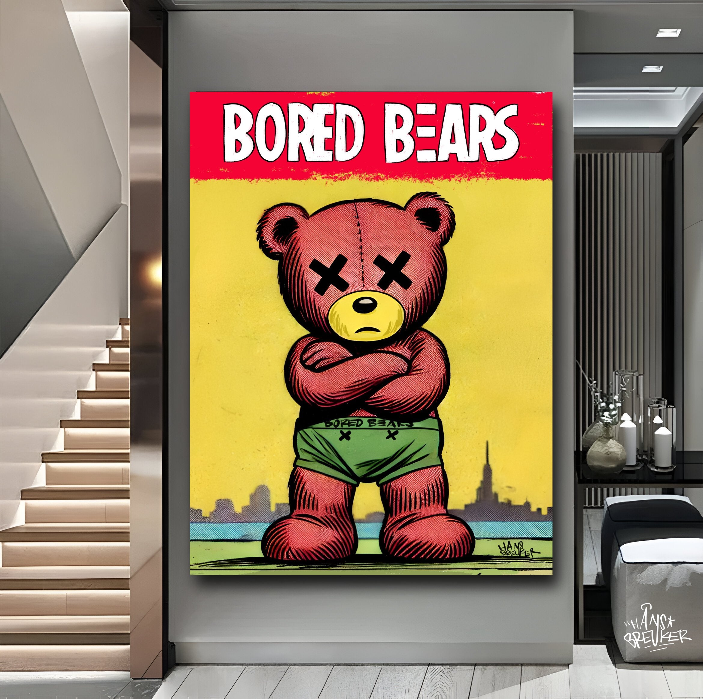 30's comic bookcover bored bear hero