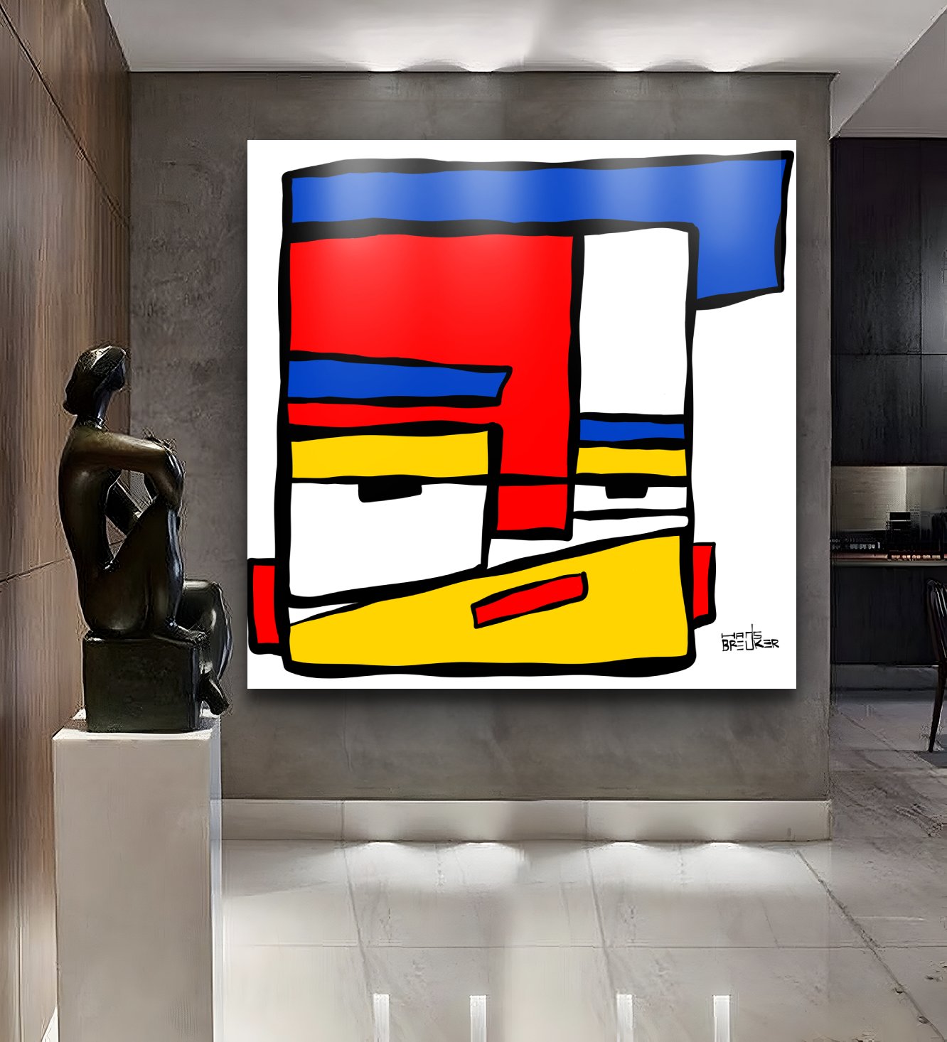Compositie in blauw. Mondriaan. Icon