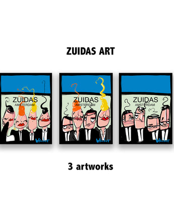 The Zuidas straat. Drie artworks