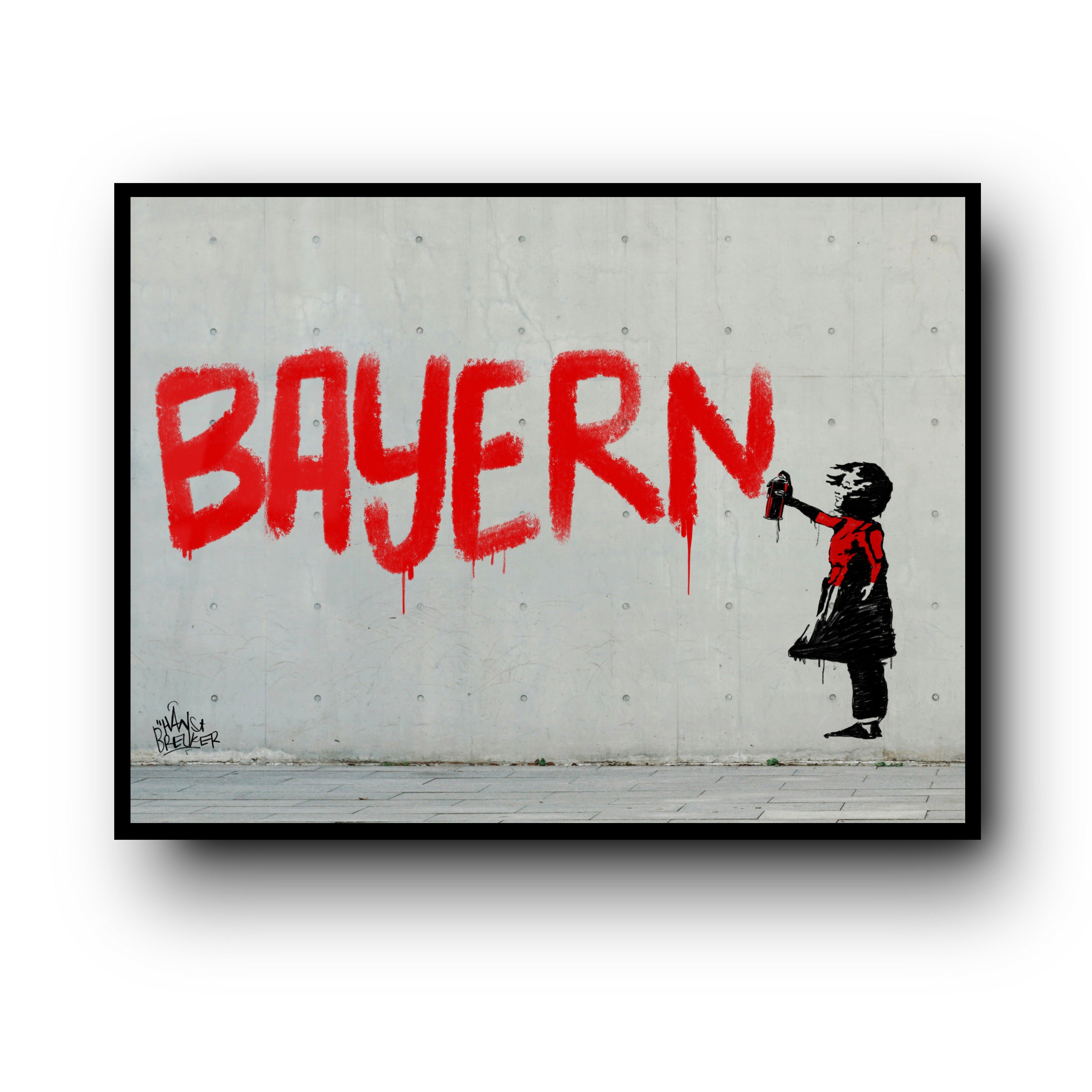 Bayern lady with the spraycan Banksy parody