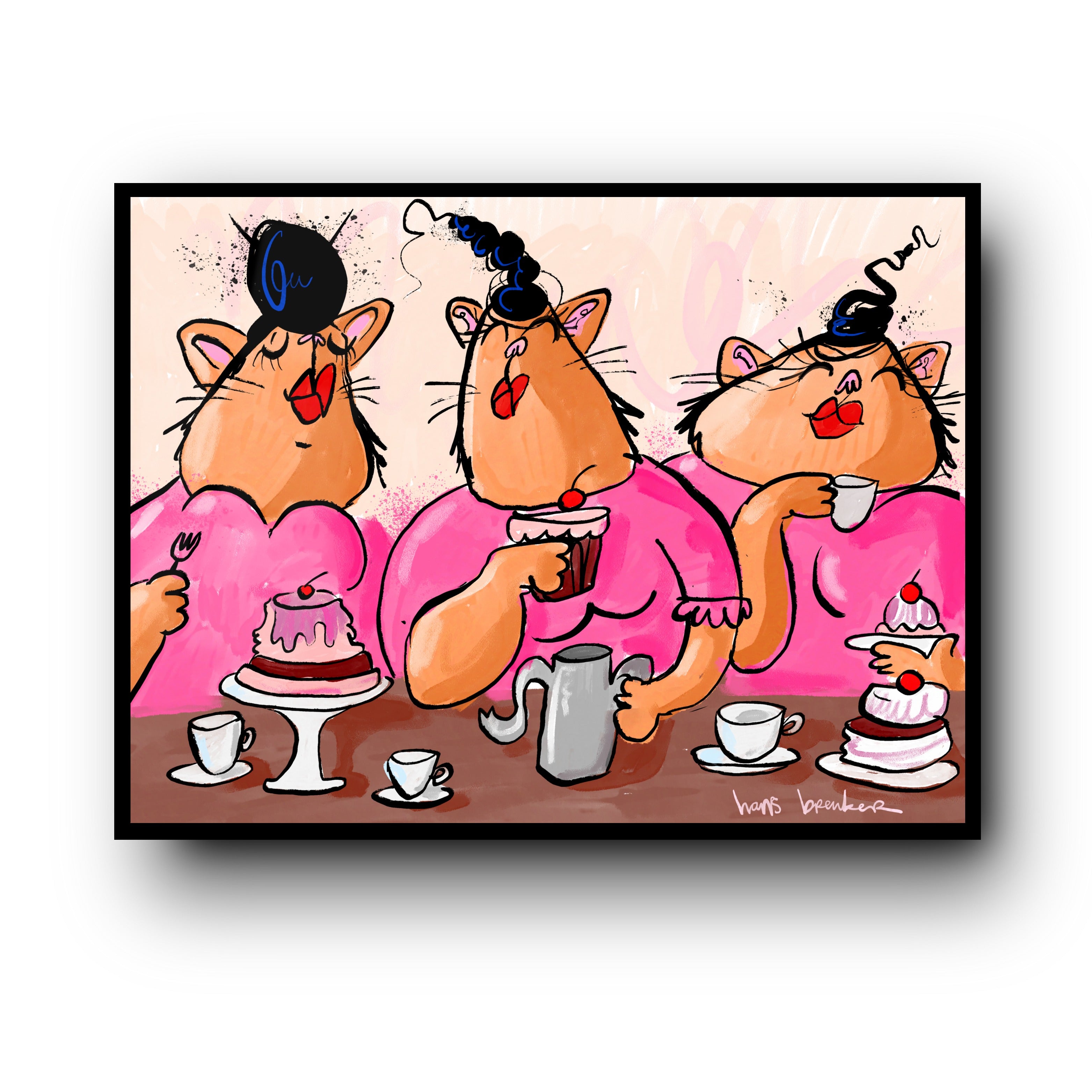 High tea coffee and cake cats