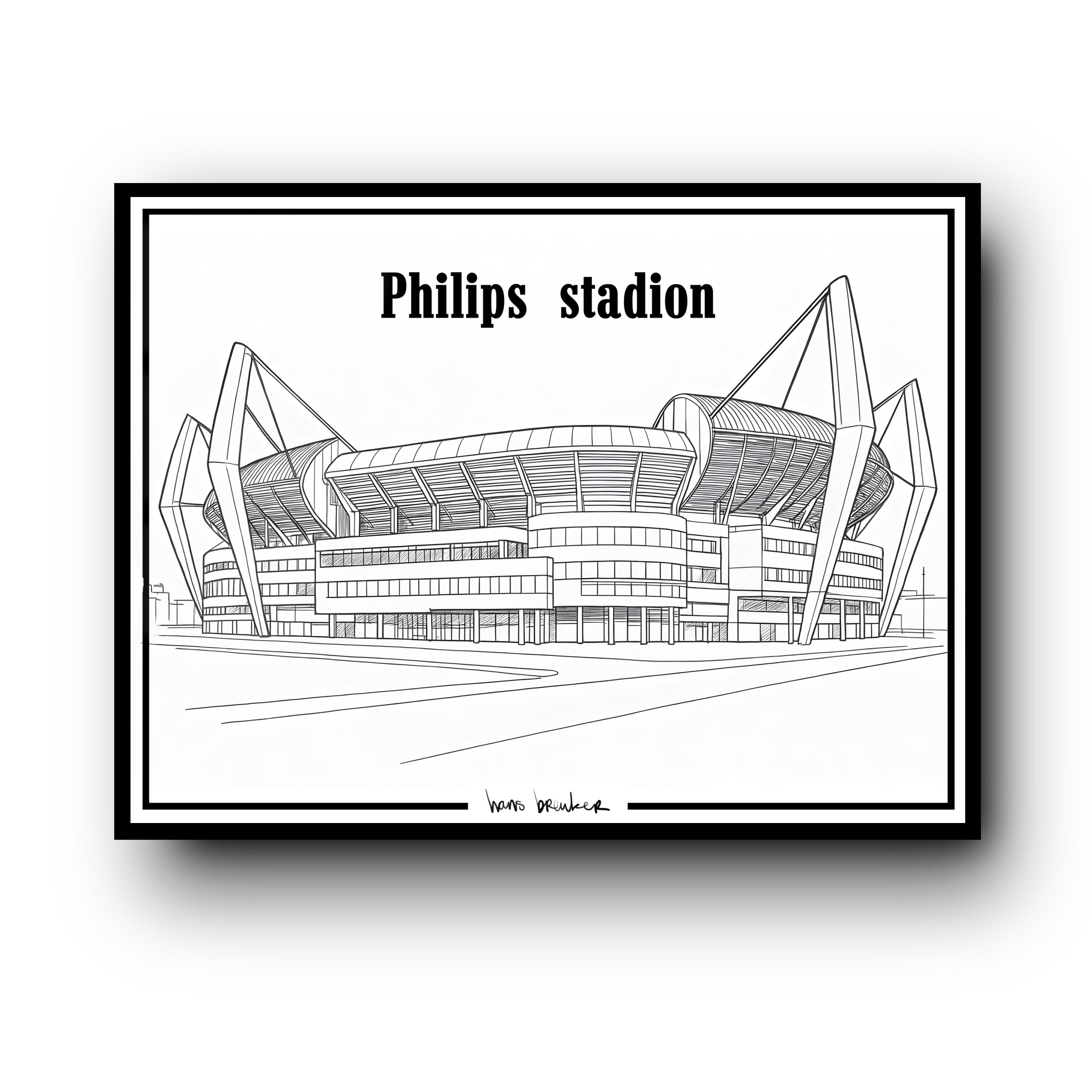 PSV Stadion lijntekening kunst
