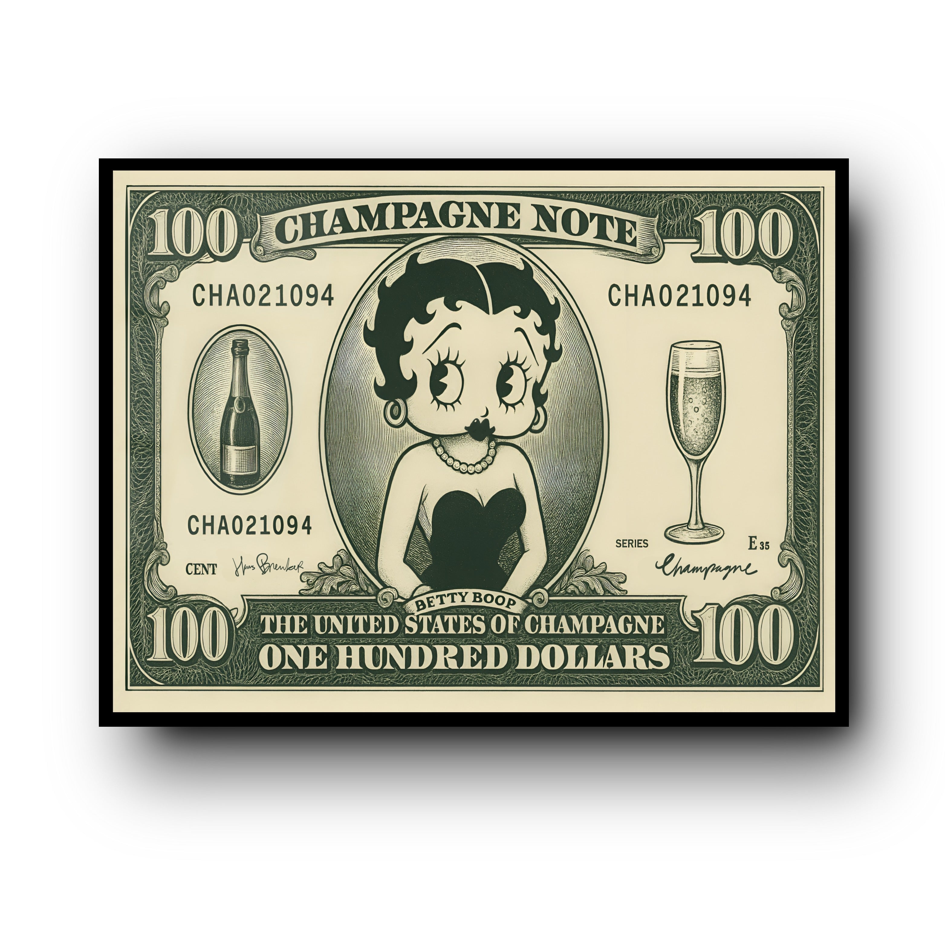 Betty Boop 100 dollars. United states of Champagne.