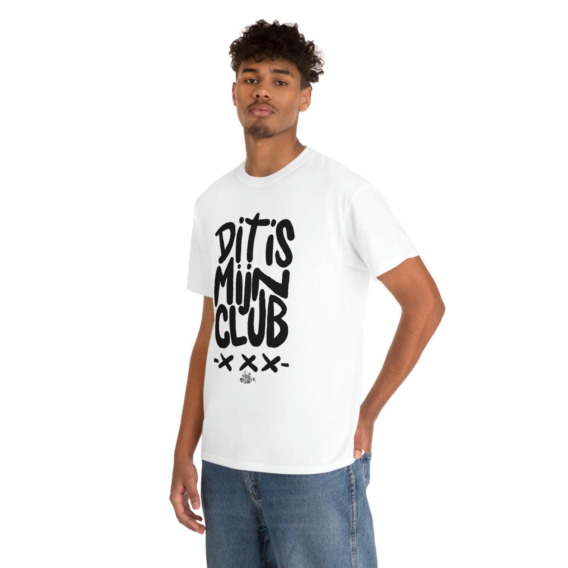 Dit is mijn club zwarte handgeschreven letters. Ajax Amsterdam fan t-shirt, dit is mijn club, mijn ideaal - Hans Breuker