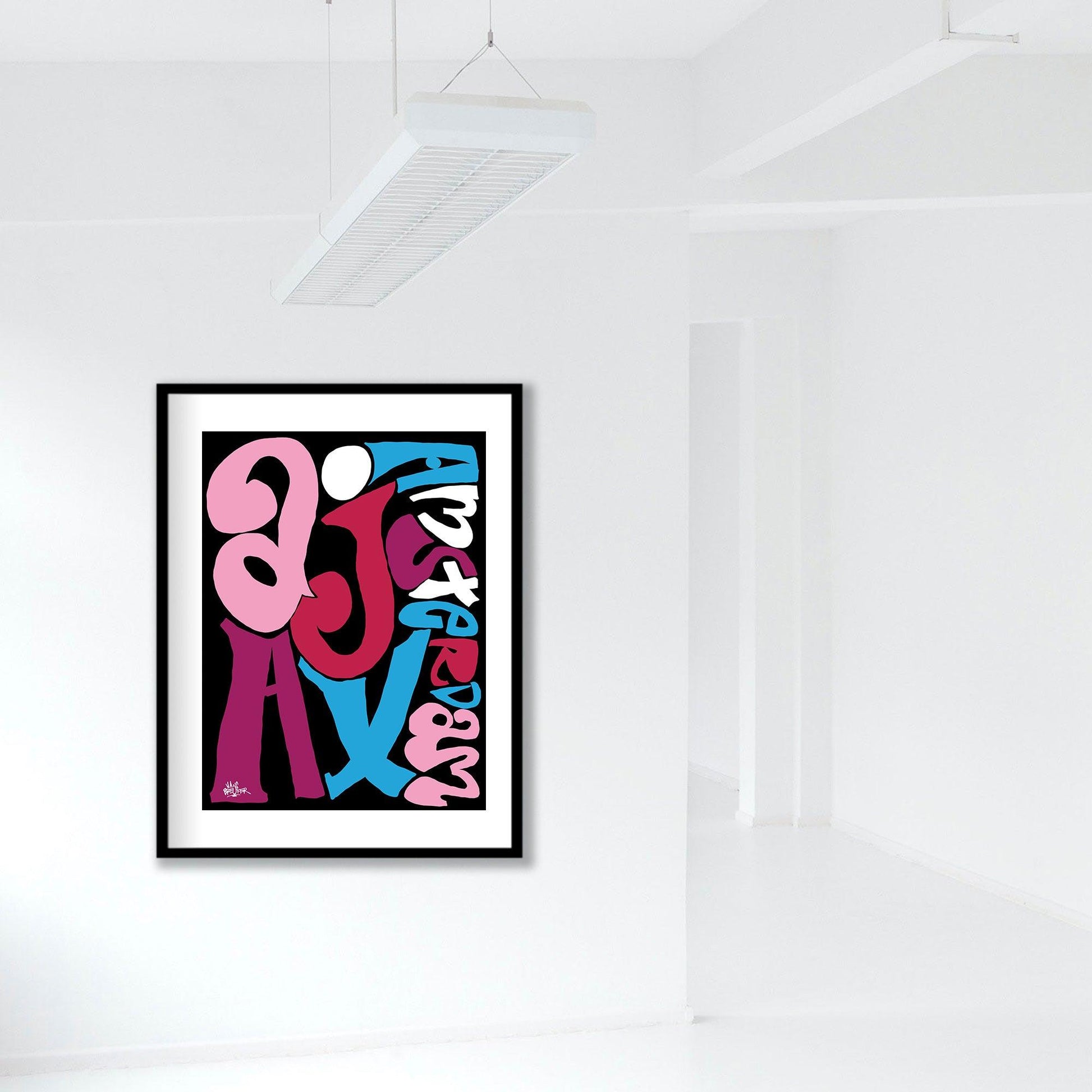 Ajax print; Ajax Amsterdam letterposter. Ajax fan art in sierletters van Piet Parra. - Hans Breuker