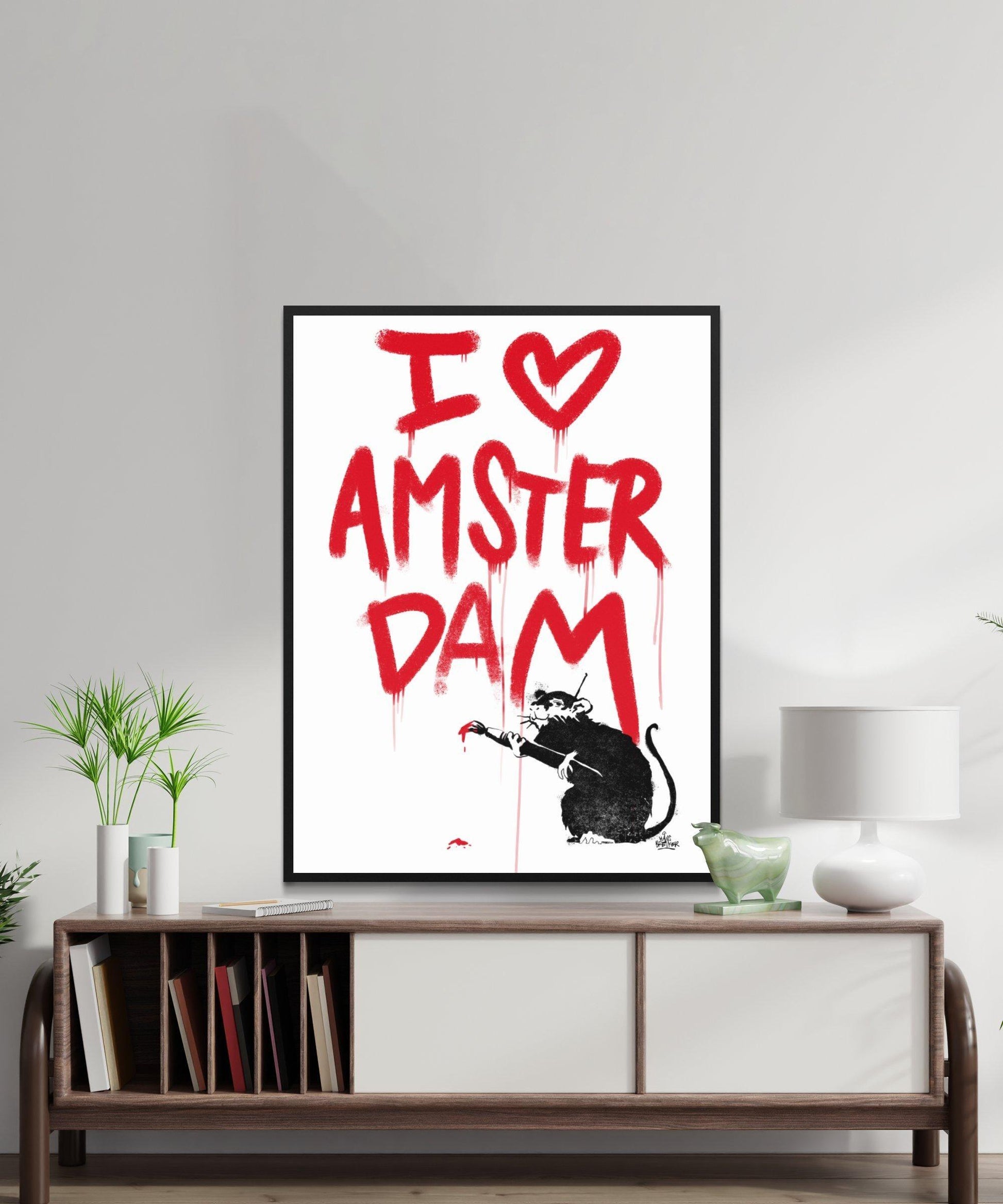 I love Amsterdam streetart rat. AAN TE PASSEN - Hans Breuker