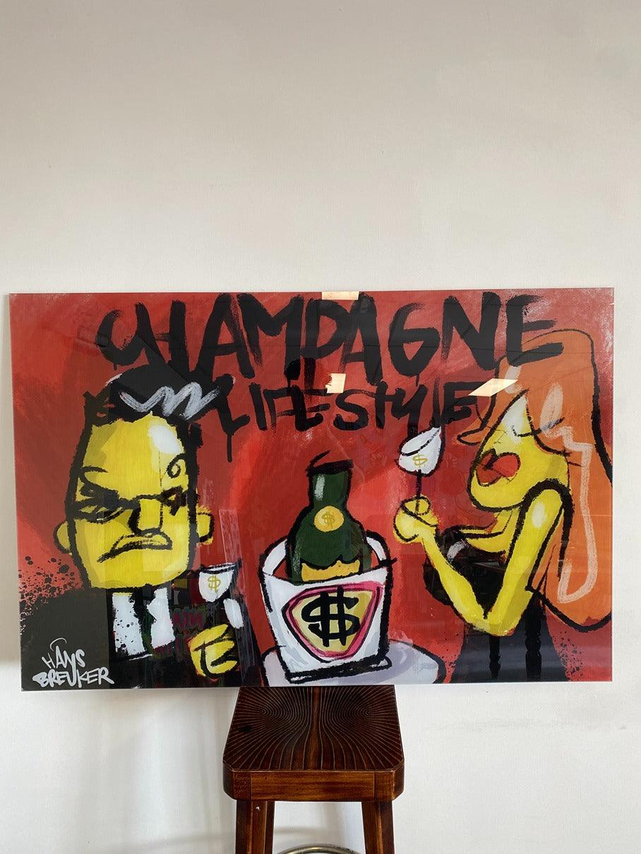 Champagne lifestyle plexiglas 120 x 90 sale - Hans Breuker