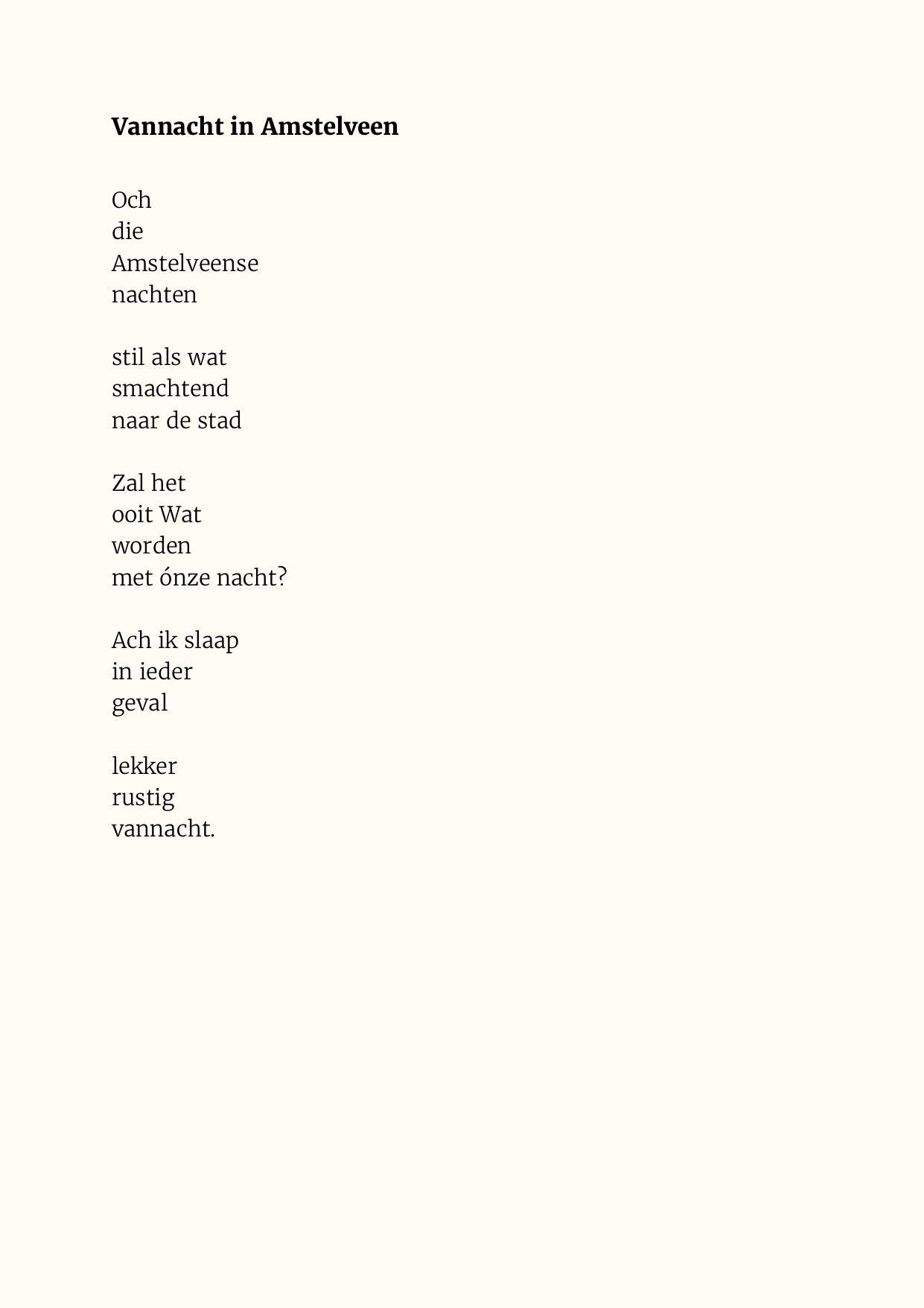 Gedichtenbundel Amstelveense Nachten - Hans Breuker