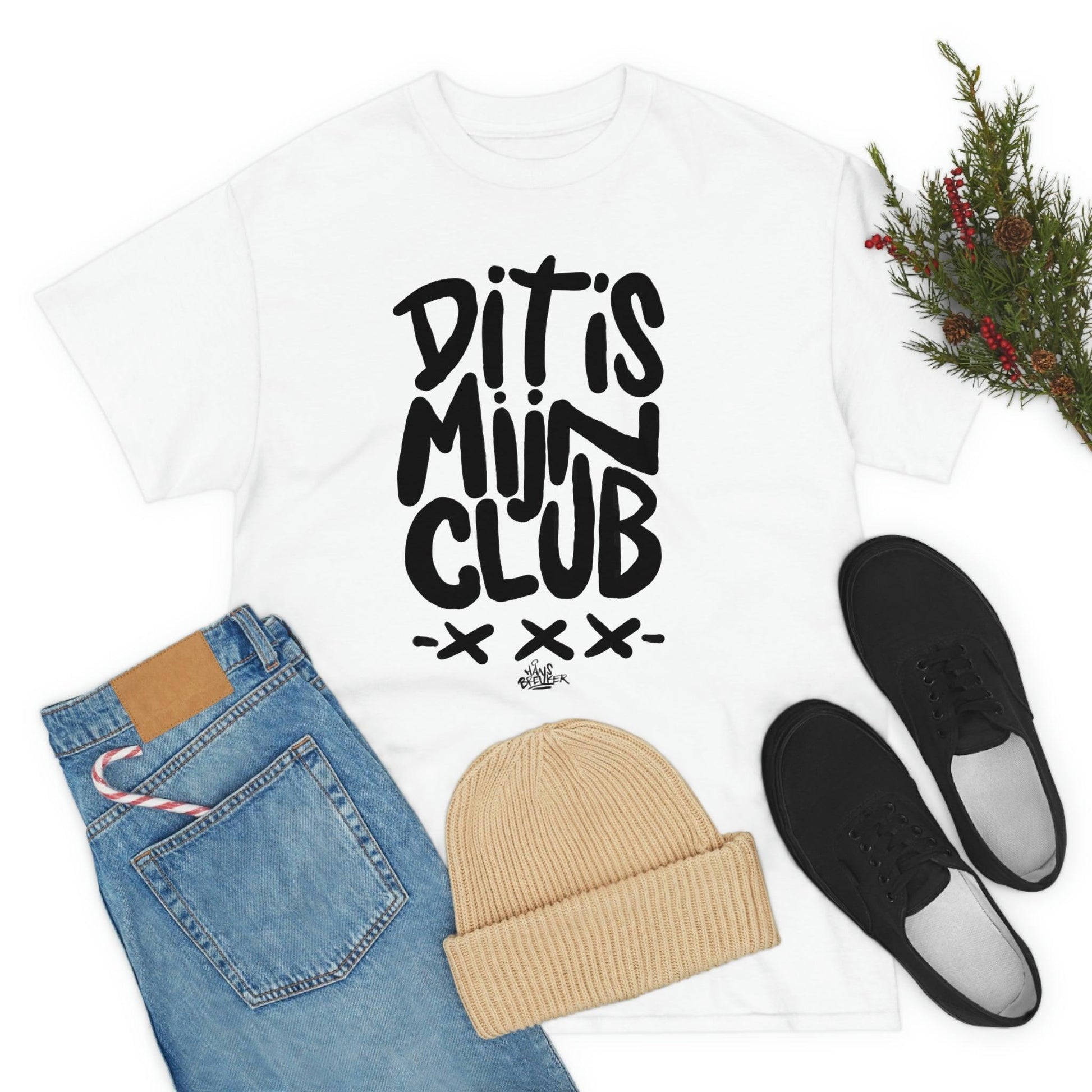 Dit is mijn club zwarte handgeschreven letters. Ajax Amsterdam fan t-shirt, dit is mijn club, mijn ideaal - Hans Breuker