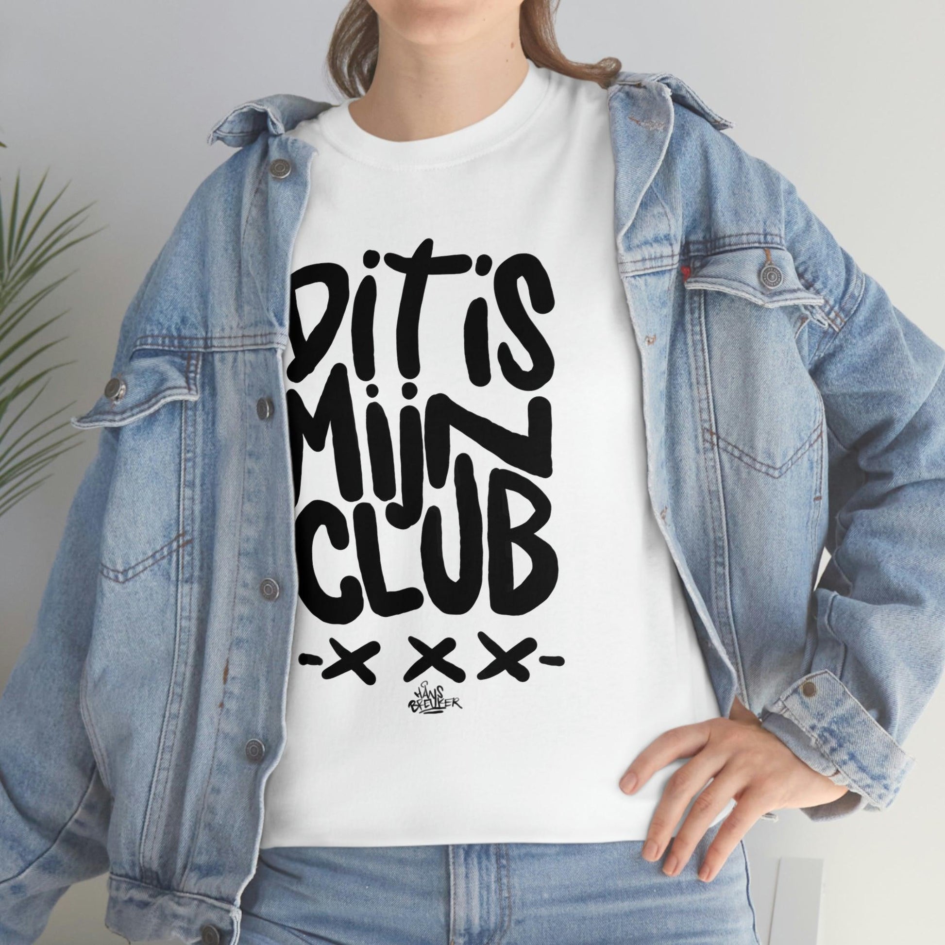 Dit is mijn club zwarte handgeschreven letters. Ajax Amsterdam fan t-shirt, dit is mijn club, mijn ideaal - Hans Breuker
