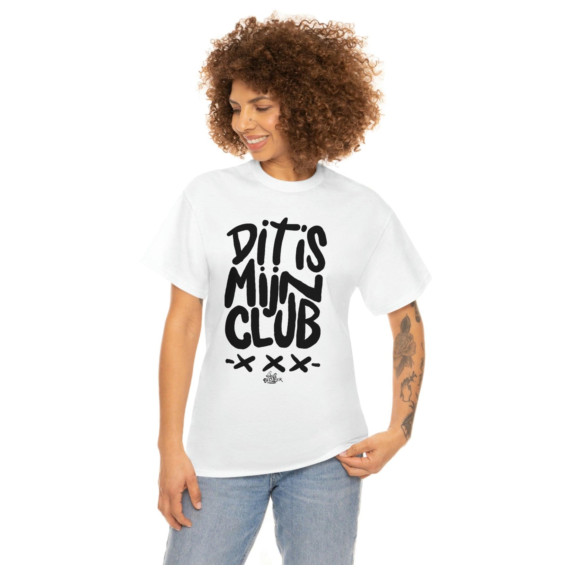 Dit is mijn club zwarte handgeschreven letters. Ajax Amsterdam fan t-shirt, dit is mijn club, mijn ideaal - Hans Breuker
