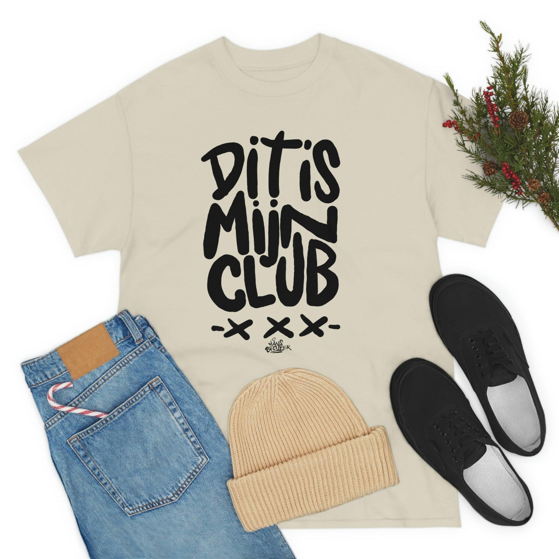 Dit is mijn club zwarte handgeschreven letters. Ajax Amsterdam fan t-shirt, dit is mijn club, mijn ideaal - Hans Breuker