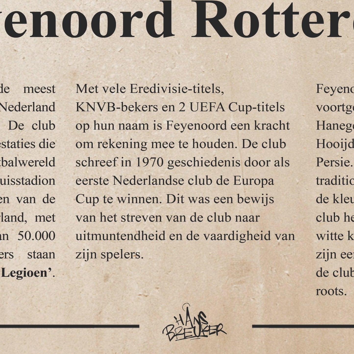 Feyenoord shirt poster - Hans Breuker