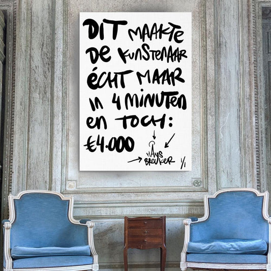 4 minuten 90 x 120 cm. 1 stuk beschikbaar. - Hans Breuker
