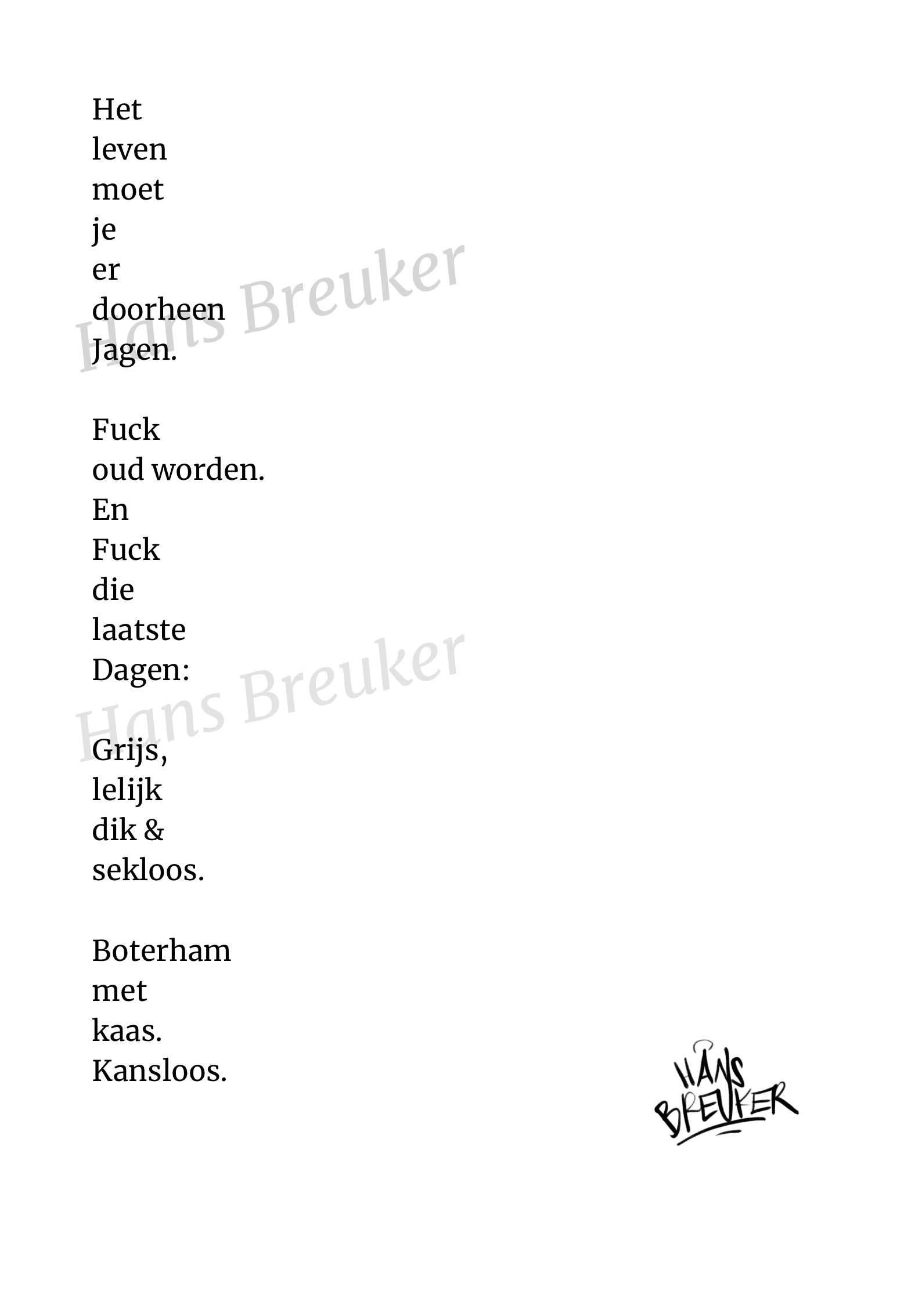 Boterham met kaas. Gedicht. - Hans Breuker