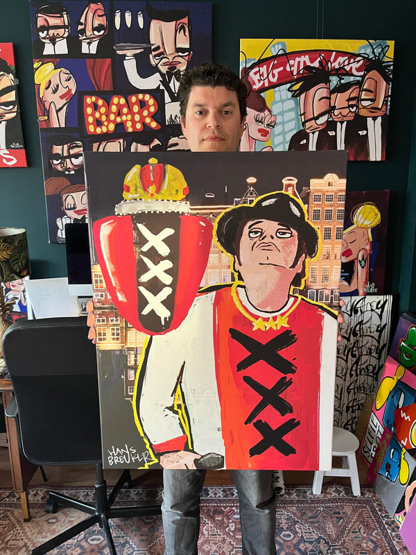André Hazes in Ajax shirt artprint 60 x 80 cm. Gelimiteerde oplage
